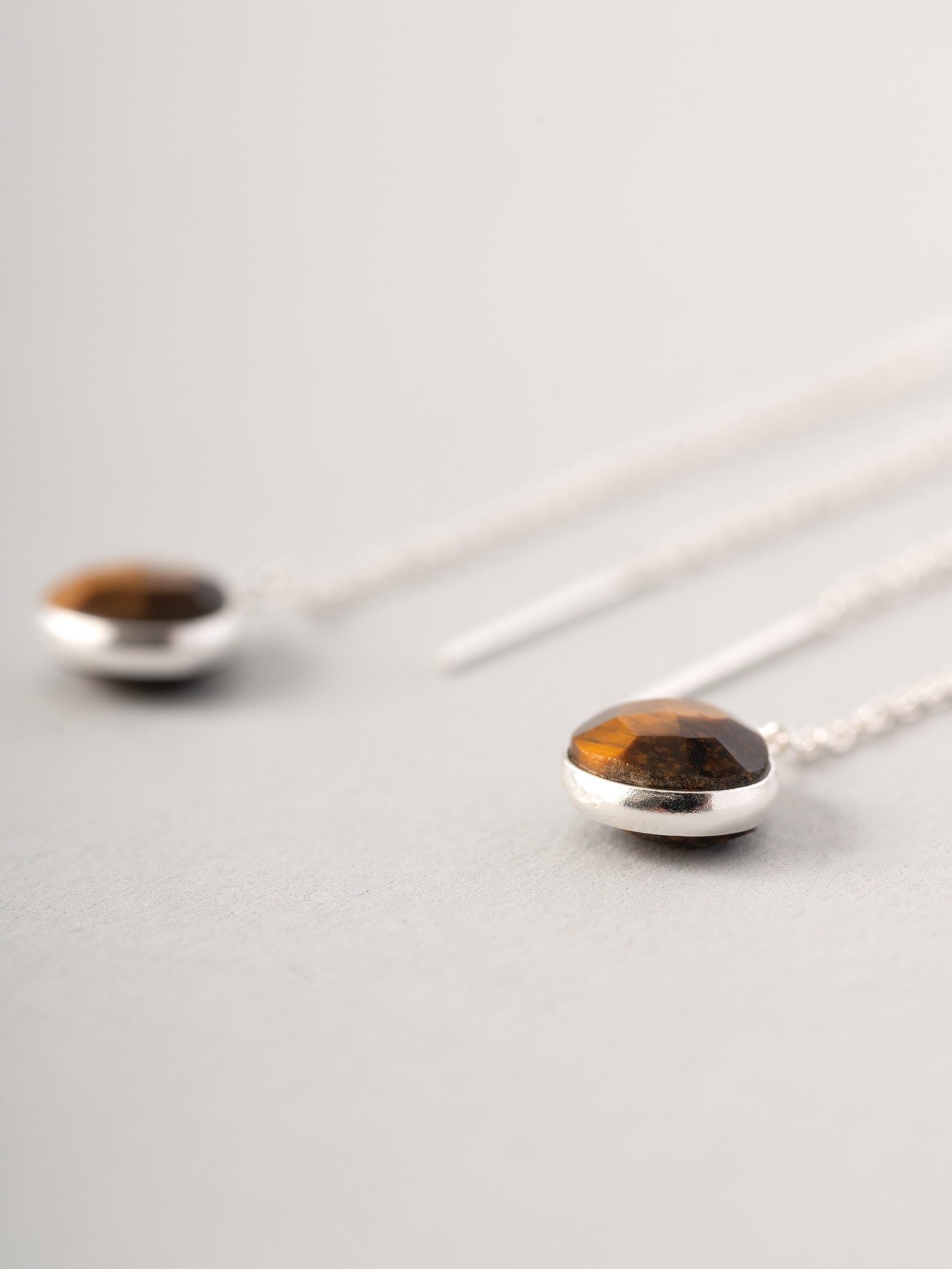 Sterling Silver Teardrop Gemstone Fine Chain Earrings - Forgotten Tribes