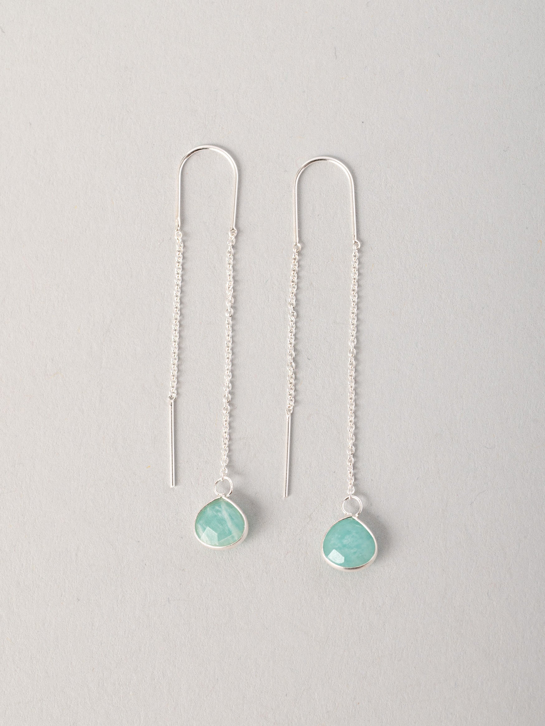 Sterling Silver Teardrop Gemstone Fine Chain Earrings - Forgotten Tribes