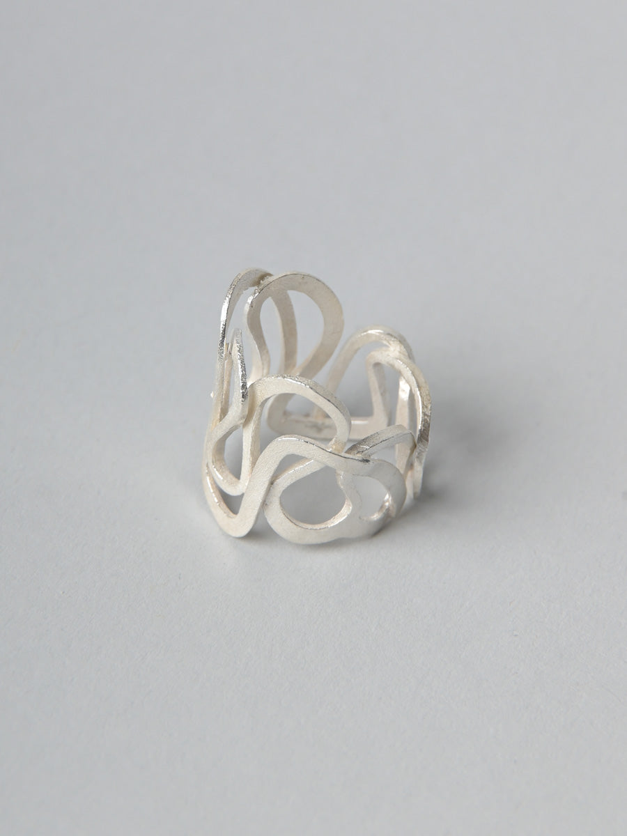 Sterling Silver Fluid Line Statement Ring - Forgotten Tribes