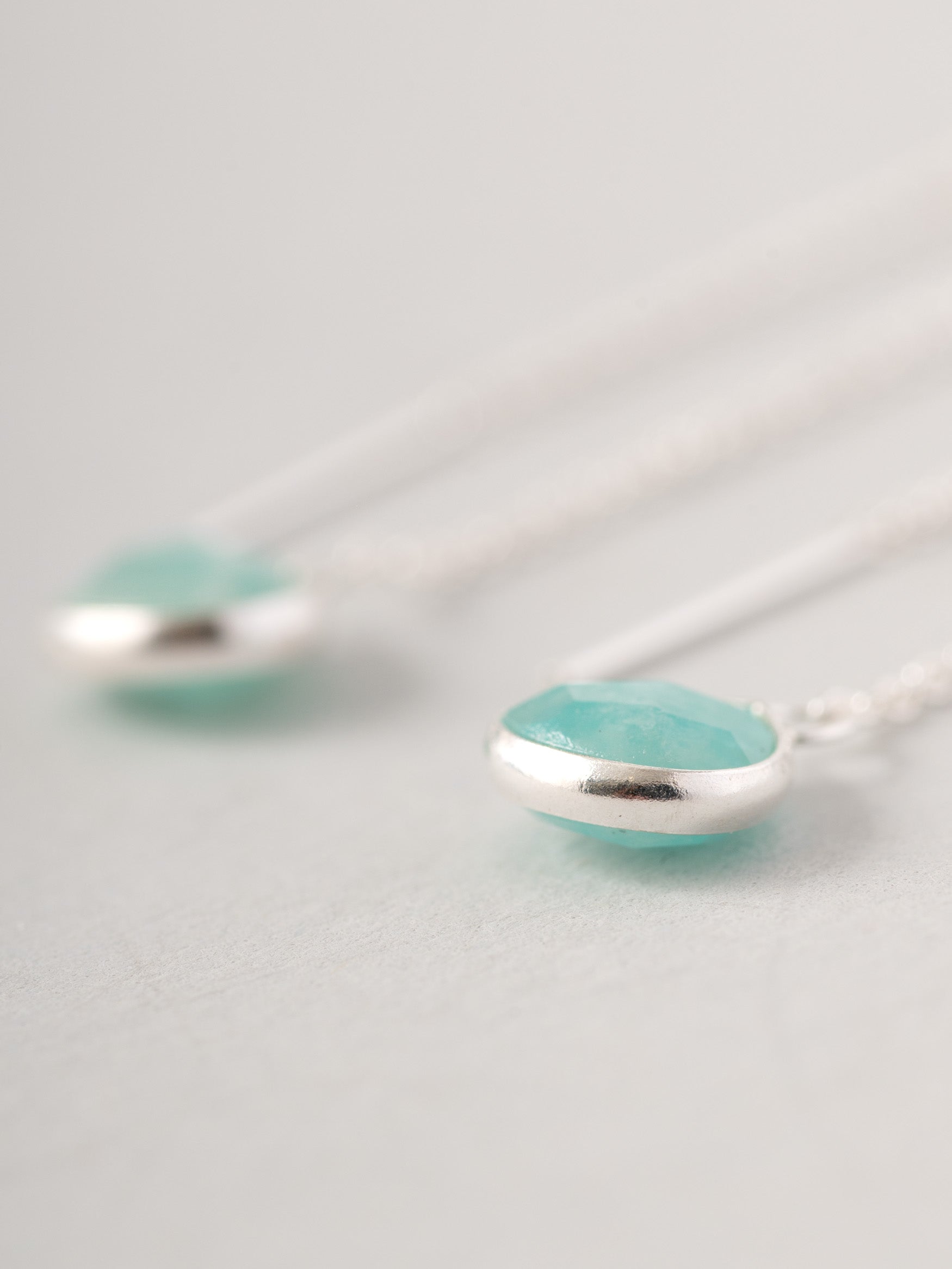Sterling Silver Teardrop Gemstone Fine Chain Earrings - Forgotten Tribes