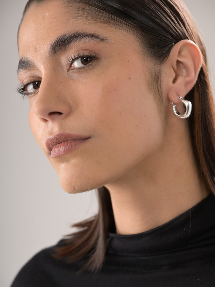 Sterling Silver Chunky Square Hoop Earrings - Forgotten Tribes