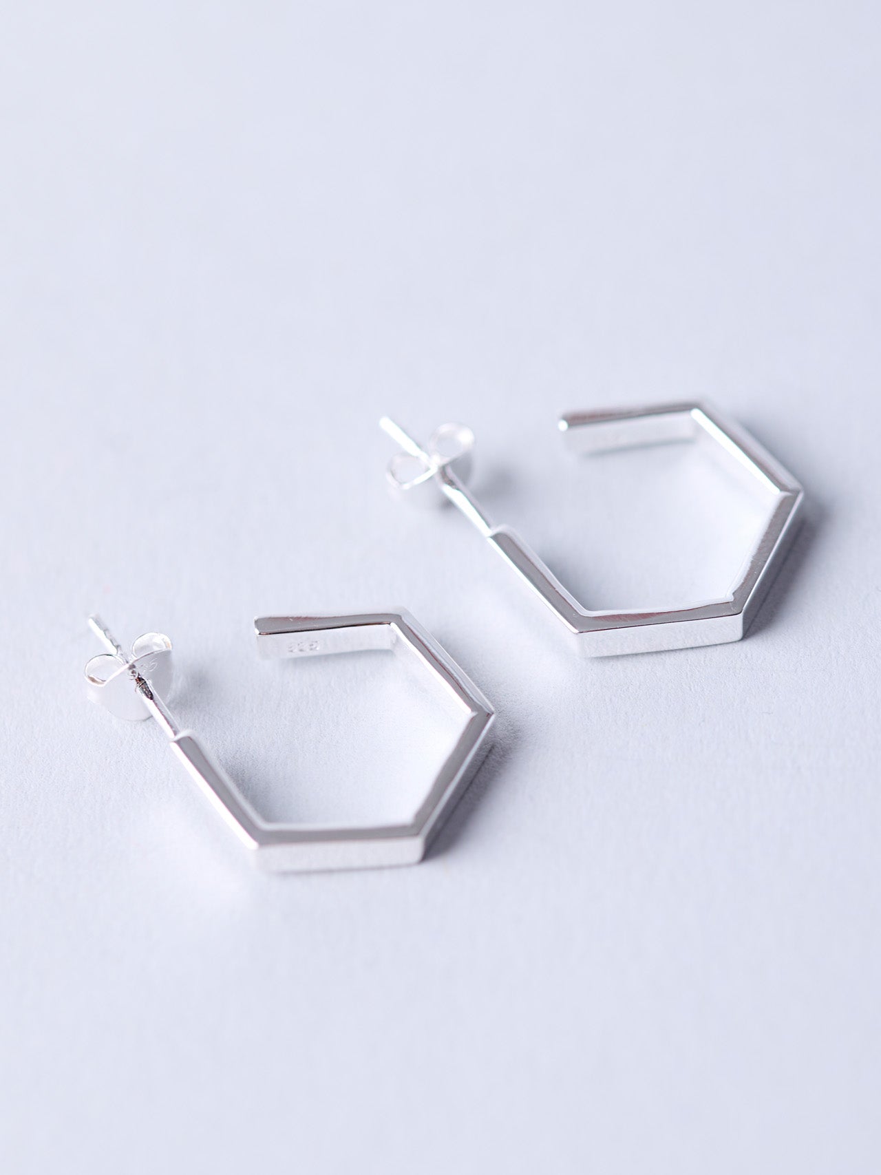 Sterling Silver Hexagon Hoop Earrings