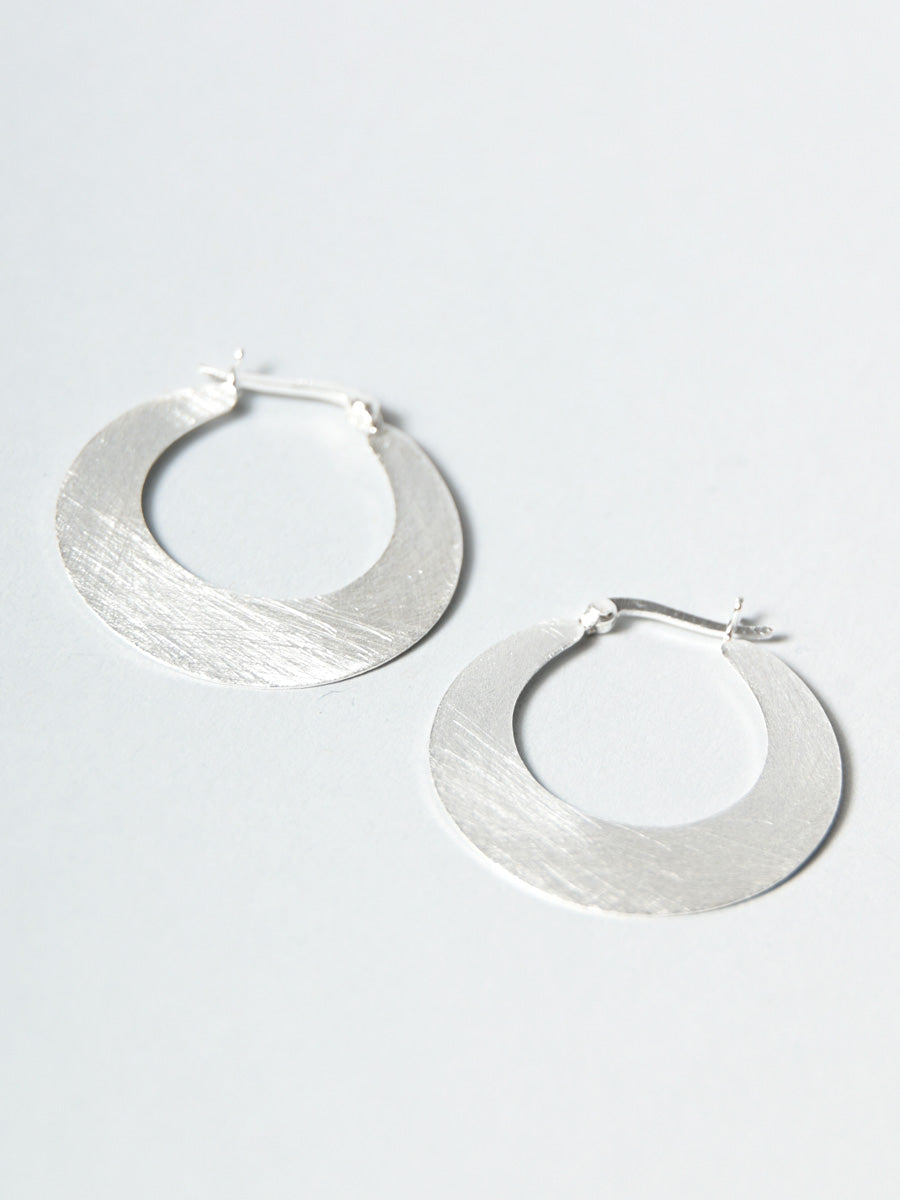 Sterling Silver Flat Hoop Earrings Large