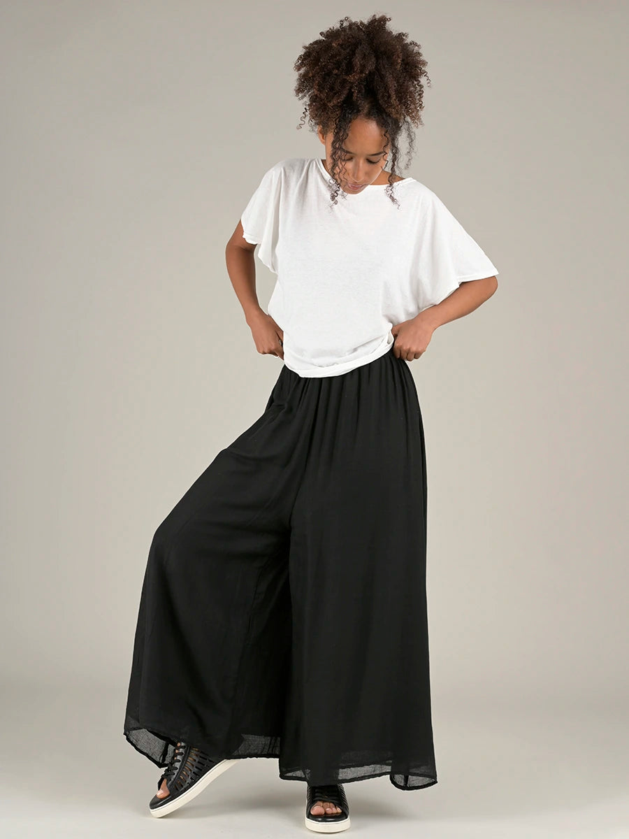Fine Cotton Muslin Wide Leg Trousers - Forgotten Tribes