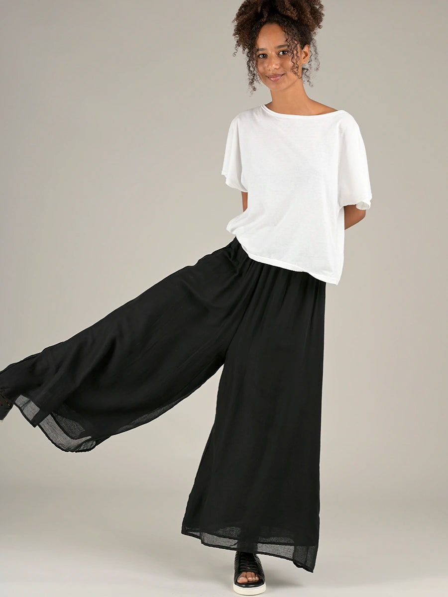 Fine Cotton Muslin Wide Leg Trousers - Forgotten Tribes