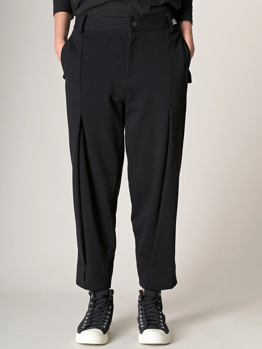 Organic Cotton French Terry Trousers with Side Pleats - Forgotten Tribes