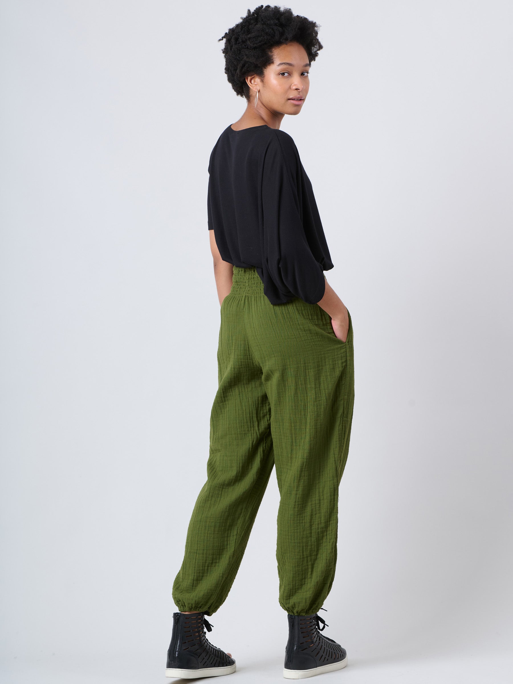 Harem Pants 2.0 - Crinkle Cotton Gauze High Crotch - Forgotten Tribes