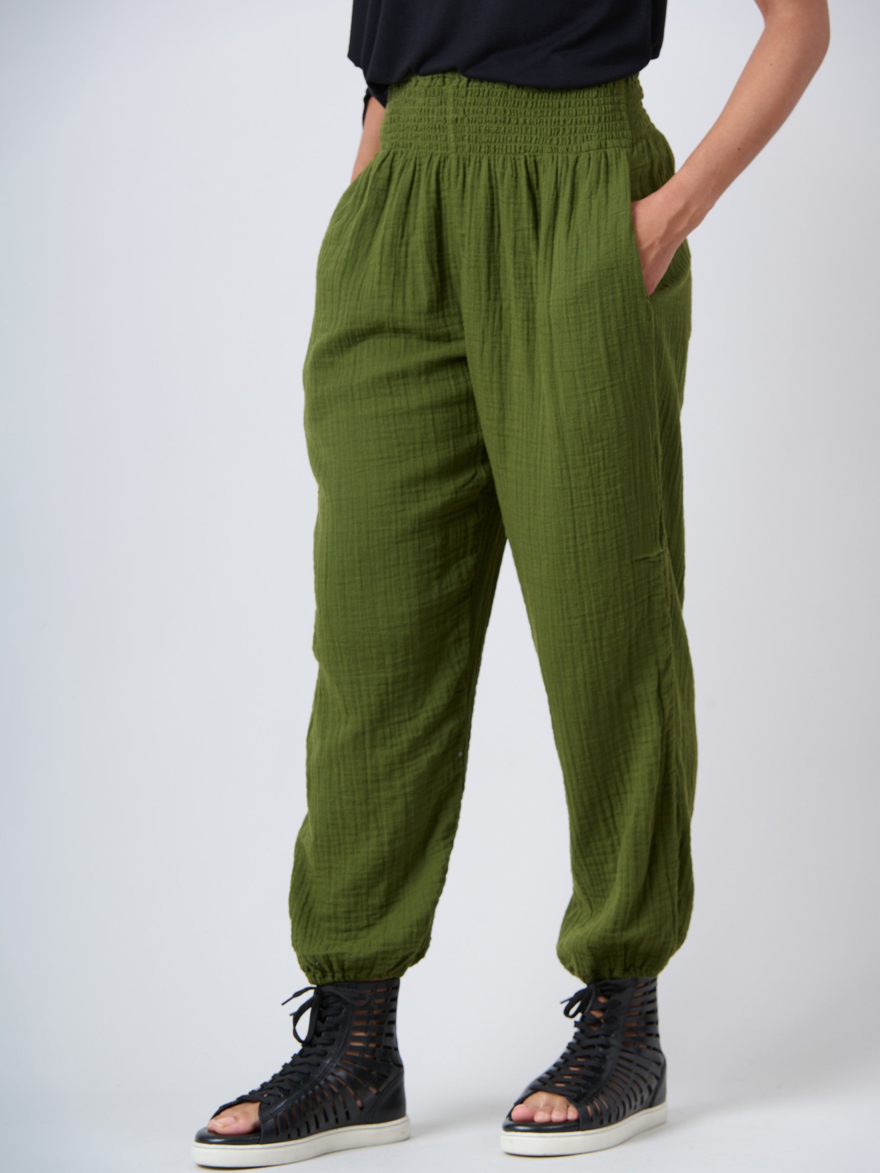 Harem Pants 2.0 - Crinkle Cotton Gauze High Crotch - Forgotten Tribes