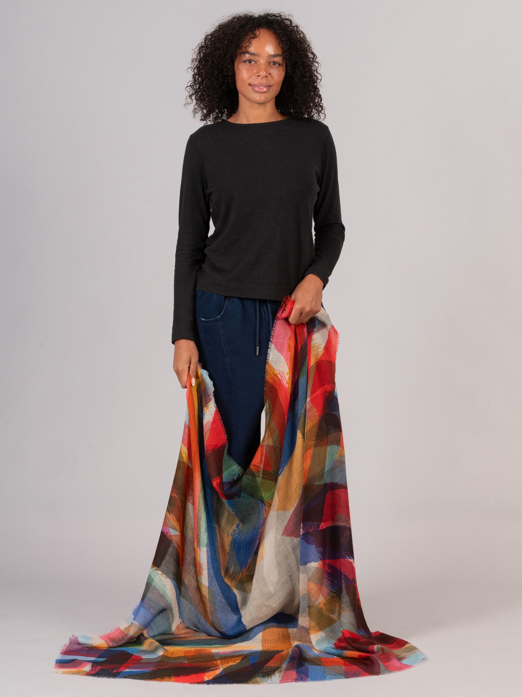 Fine Wool Modal Blend Square Print Scarf - Forgotten Tribes