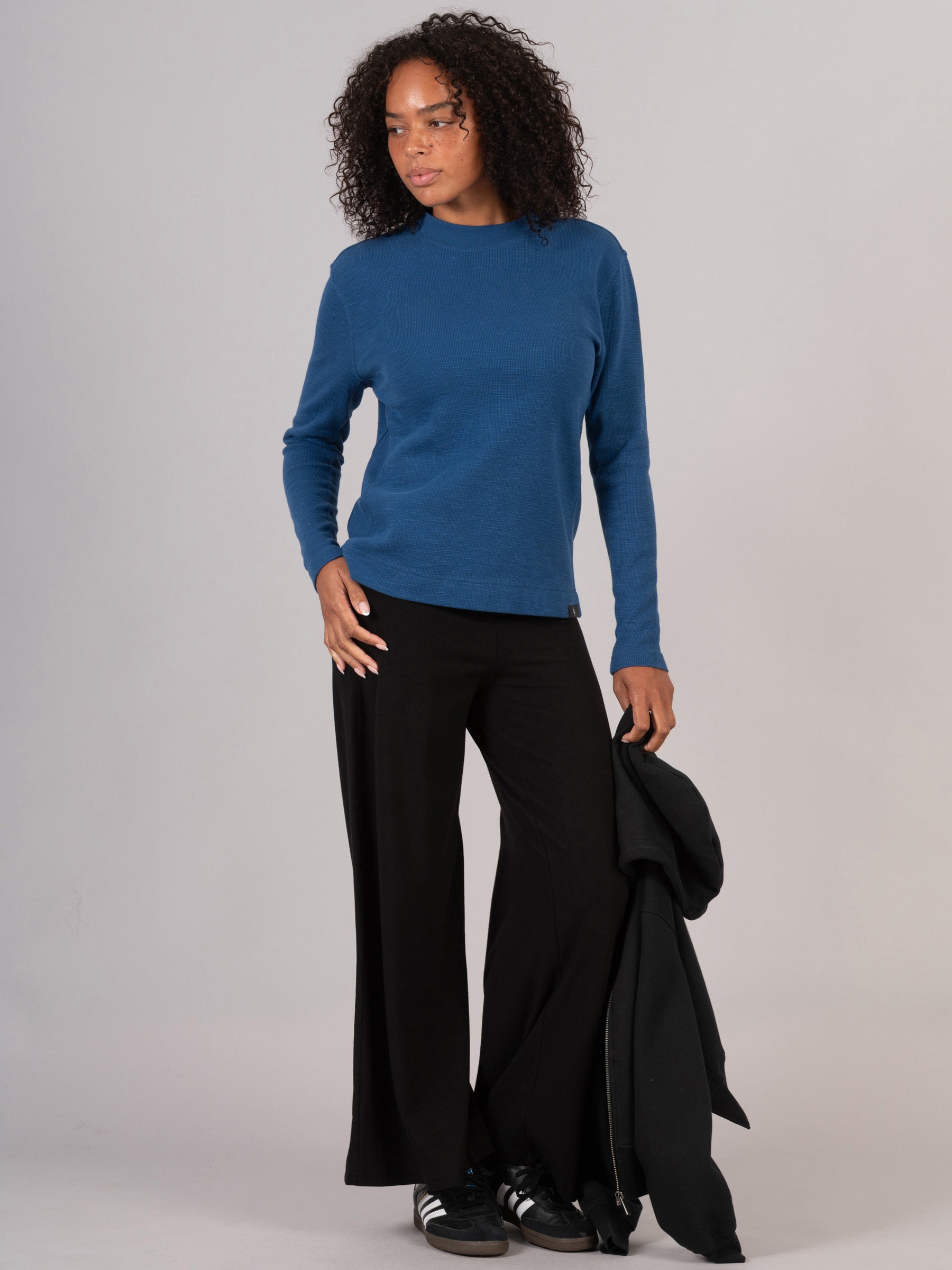 Gili - Waffle Cotton Side Panel Long Sleeve T-shirt - Forgotten Tribes