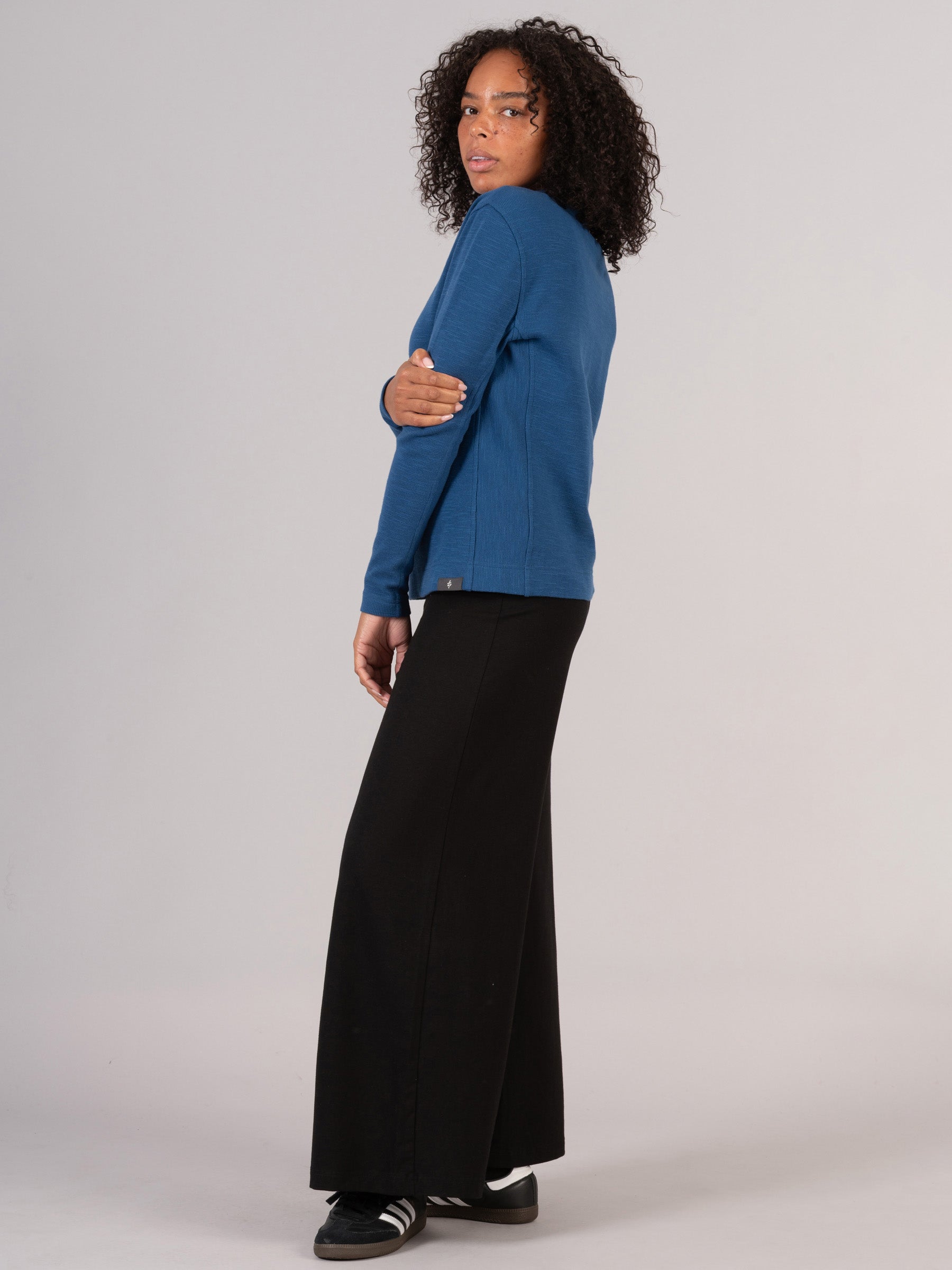 Gili - Waffle Cotton Side Panel Long Sleeve T-shirt - Forgotten Tribes
