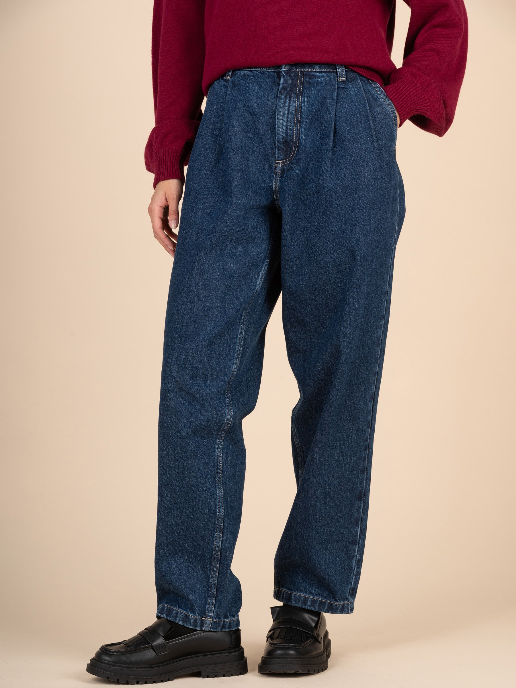 Eigg - Denim Pleated Jeans - Forgotten Tribes