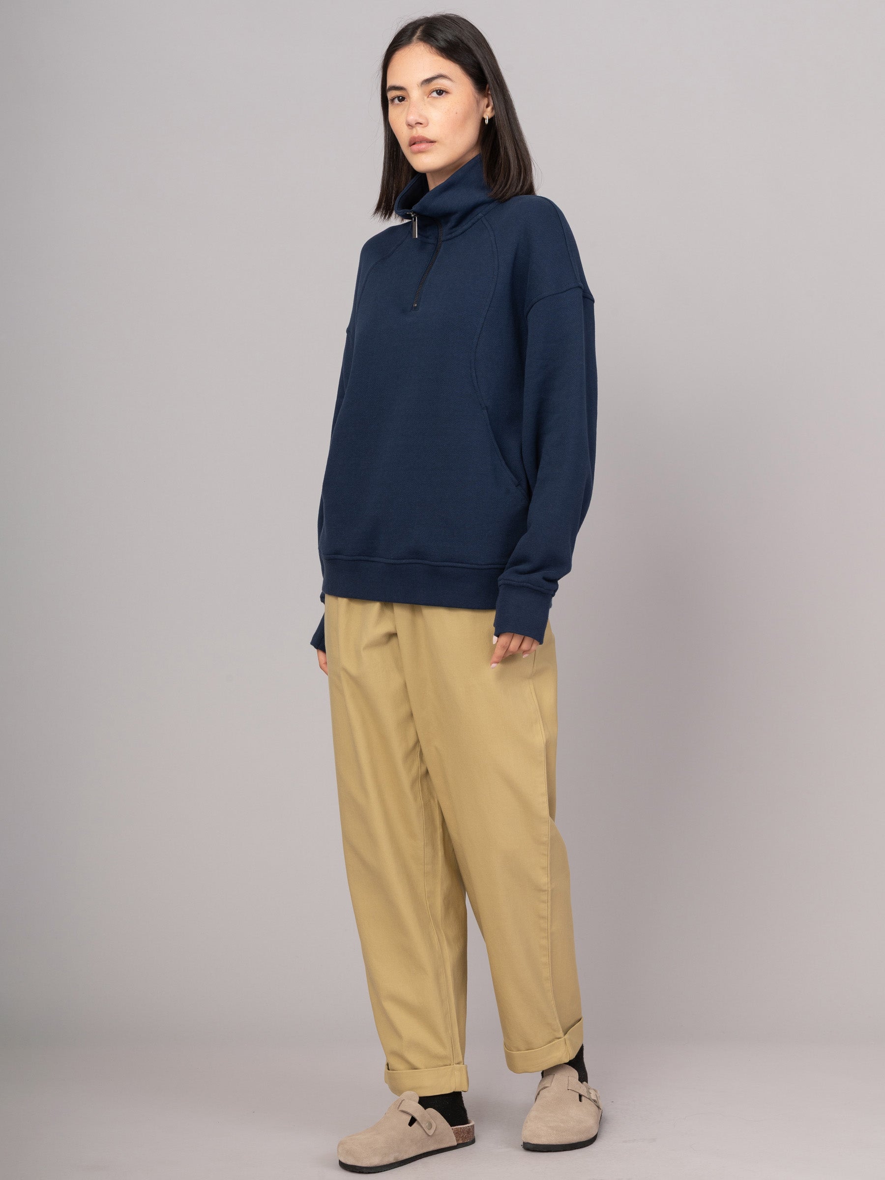 Sark - Hemp Organic Cotton Fleece Quarter Zip Sweatshirt - Forgotten Tribes