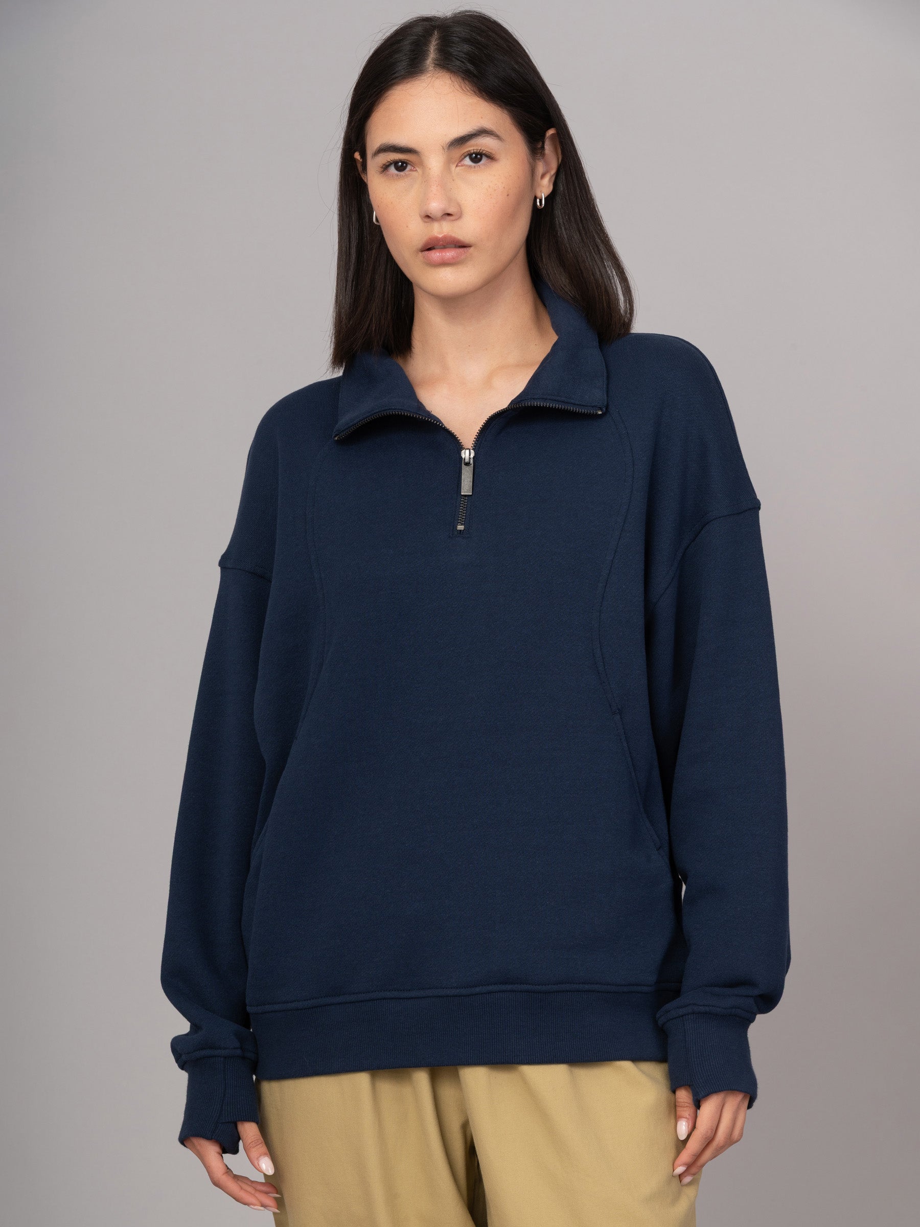 Sark - Hemp Organic Cotton Fleece Quarter Zip Sweatshirt - Forgotten Tribes