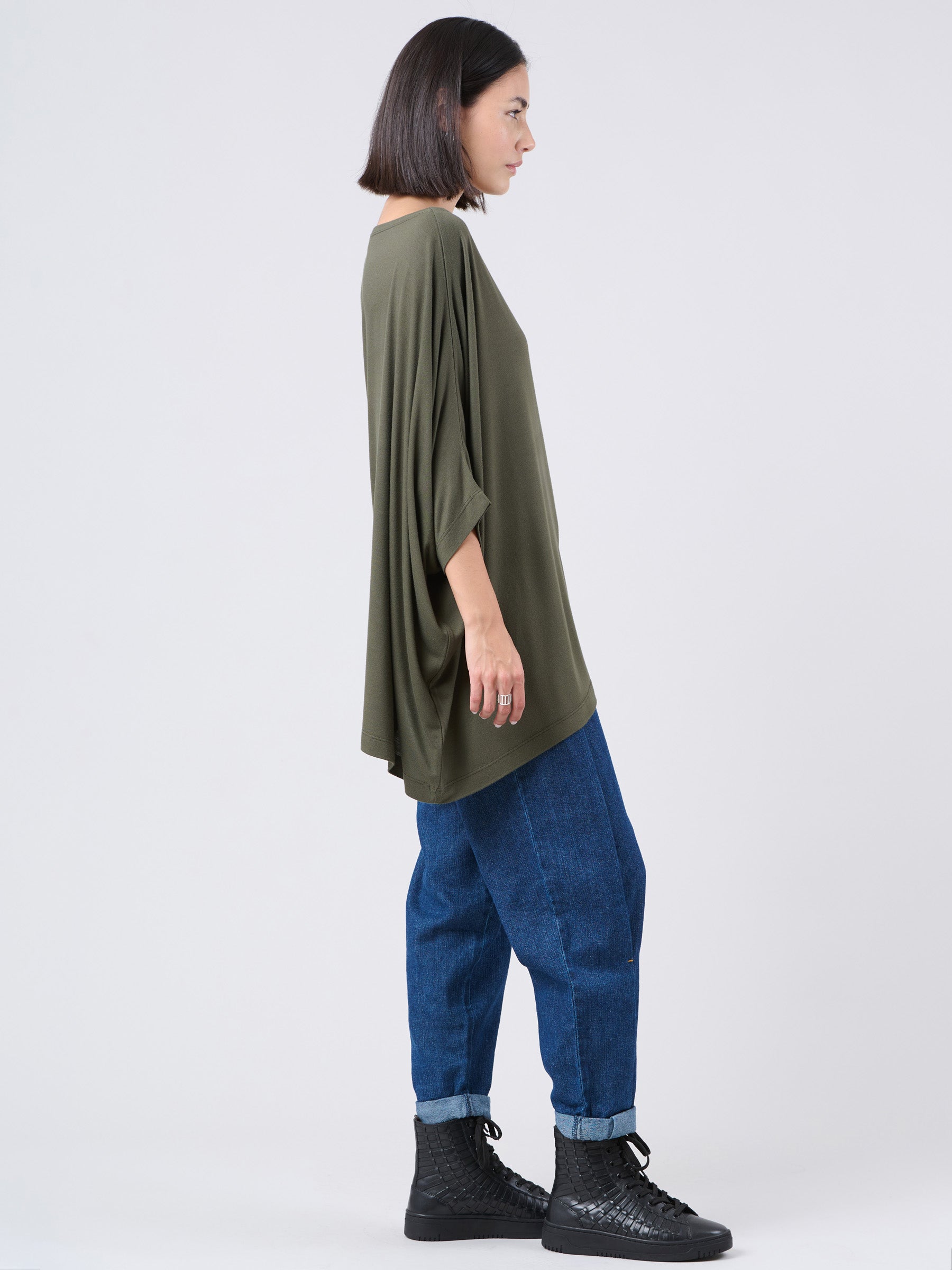 Bamboo Jersey Short Sleeve Asymmetric Top - Forgotten Tribes