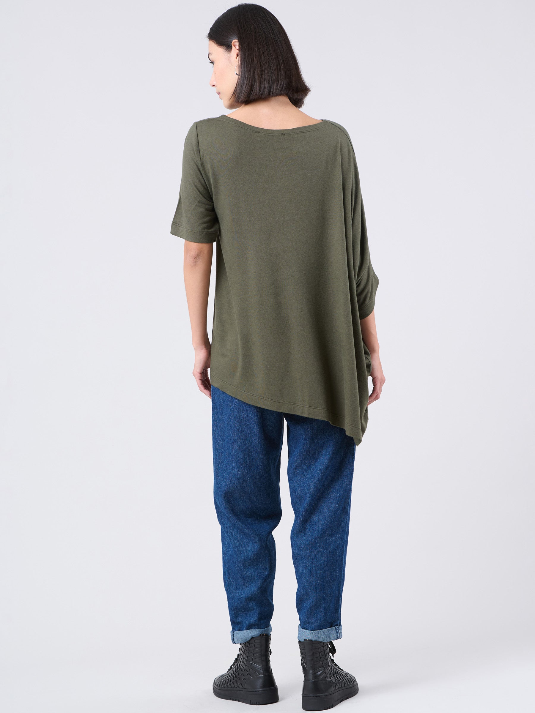 Bamboo Jersey Short Sleeve Asymmetric Top - Forgotten Tribes