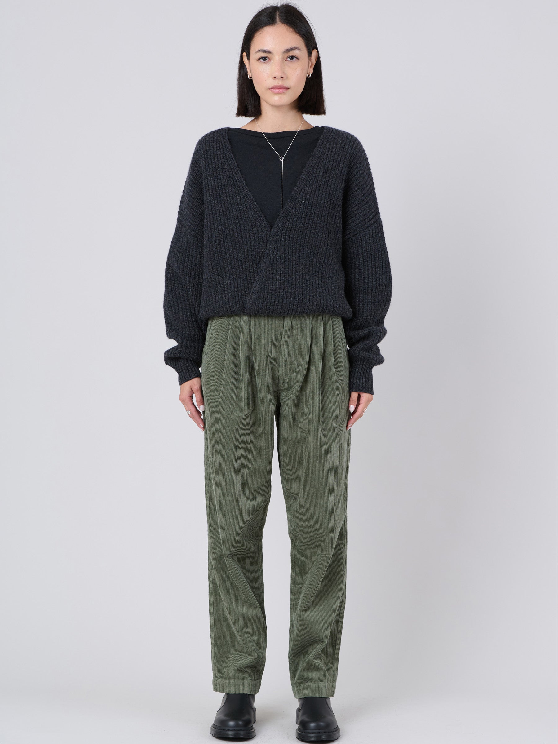 Hemp Organic Cotton Corduroy Front Pleats Trousers - Forgotten Tribes
