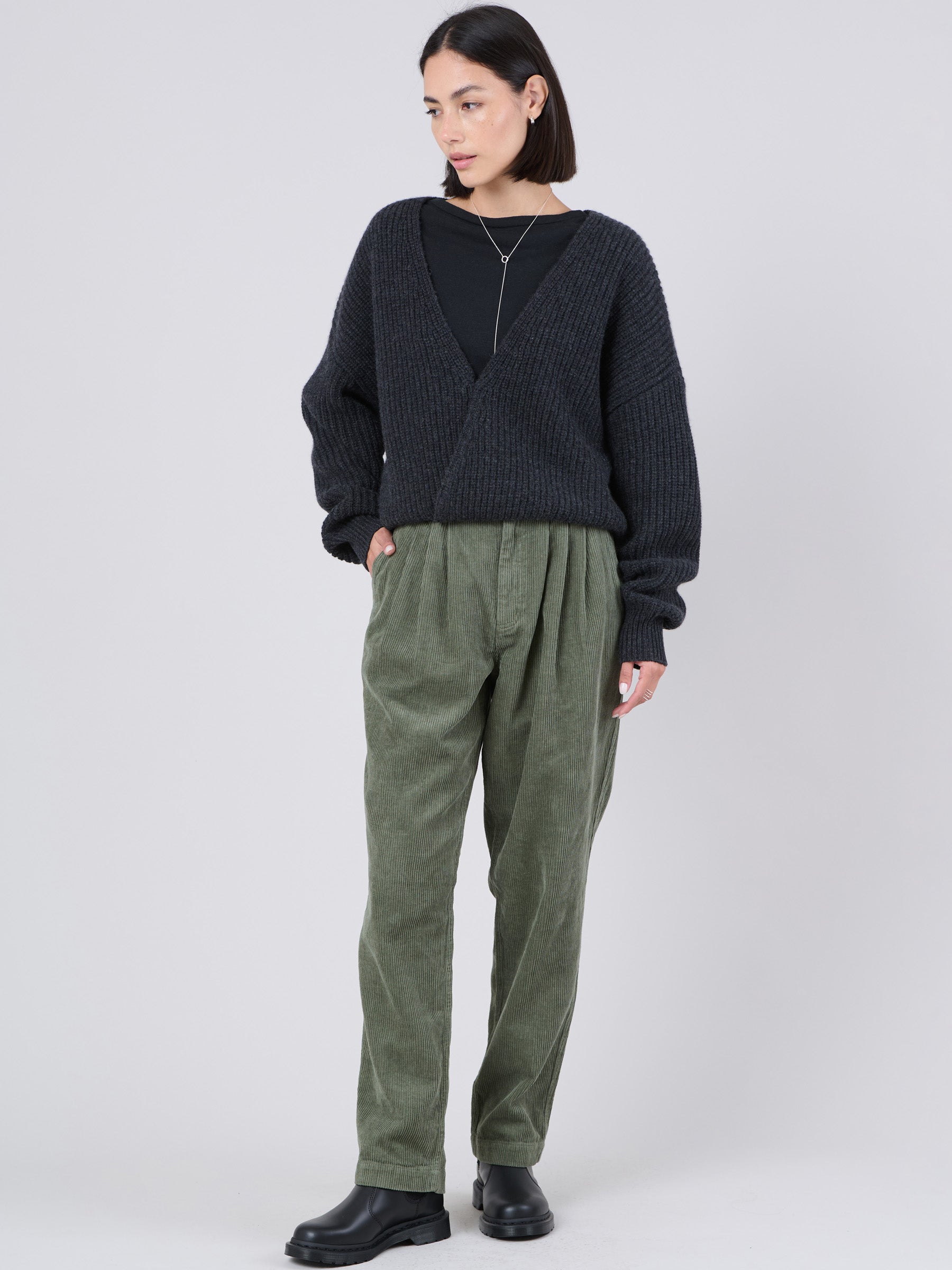 Hemp Organic Cotton Corduroy Front Pleats Trousers - Forgotten Tribes