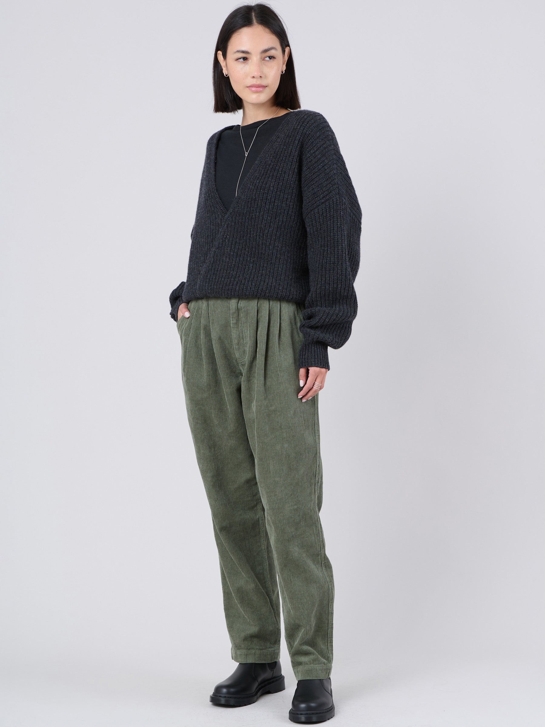 Hemp Organic Cotton Corduroy Front Pleats Trousers - Forgotten Tribes