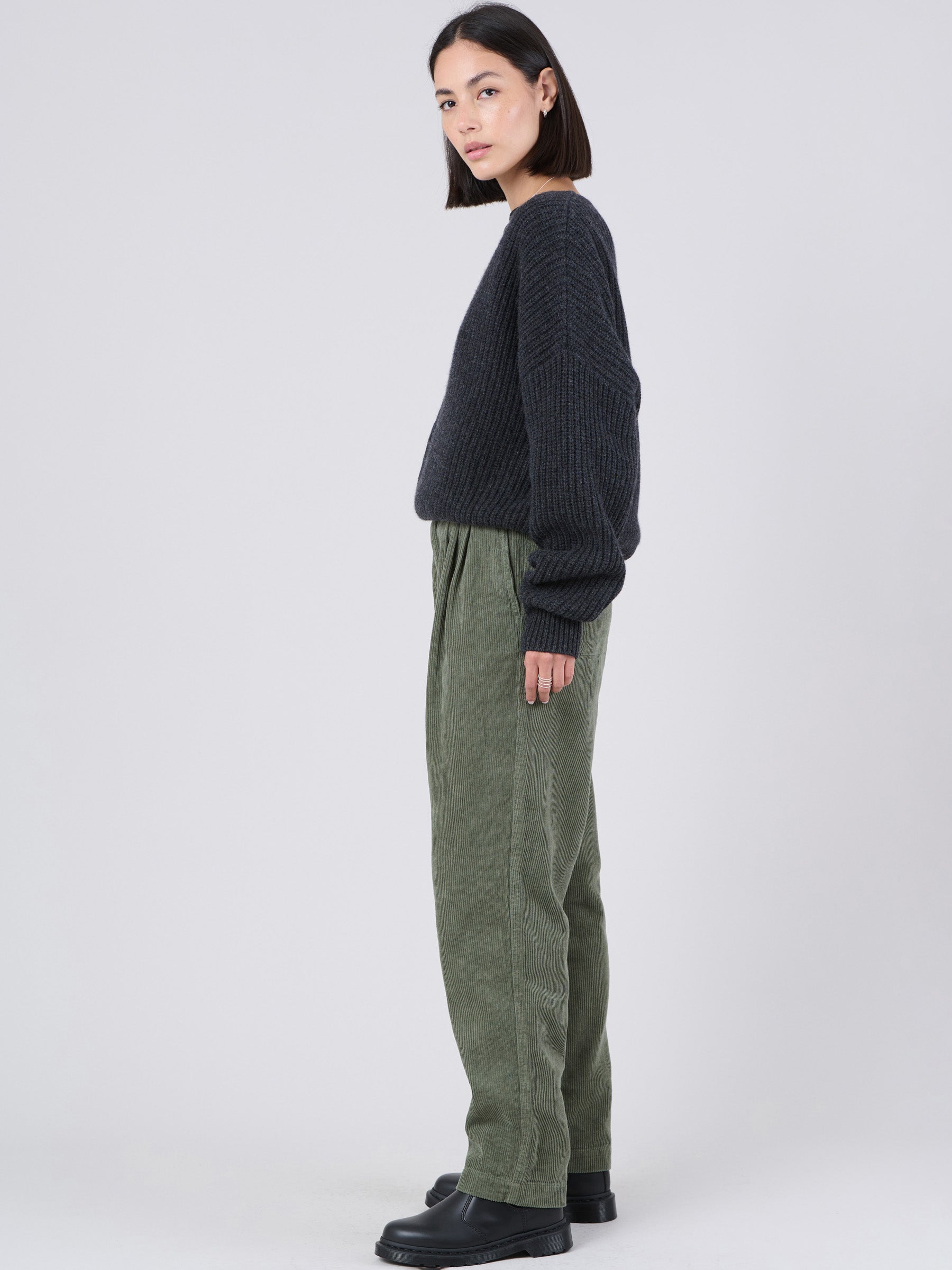 Hemp Organic Cotton Corduroy Front Pleats Trousers - Forgotten Tribes