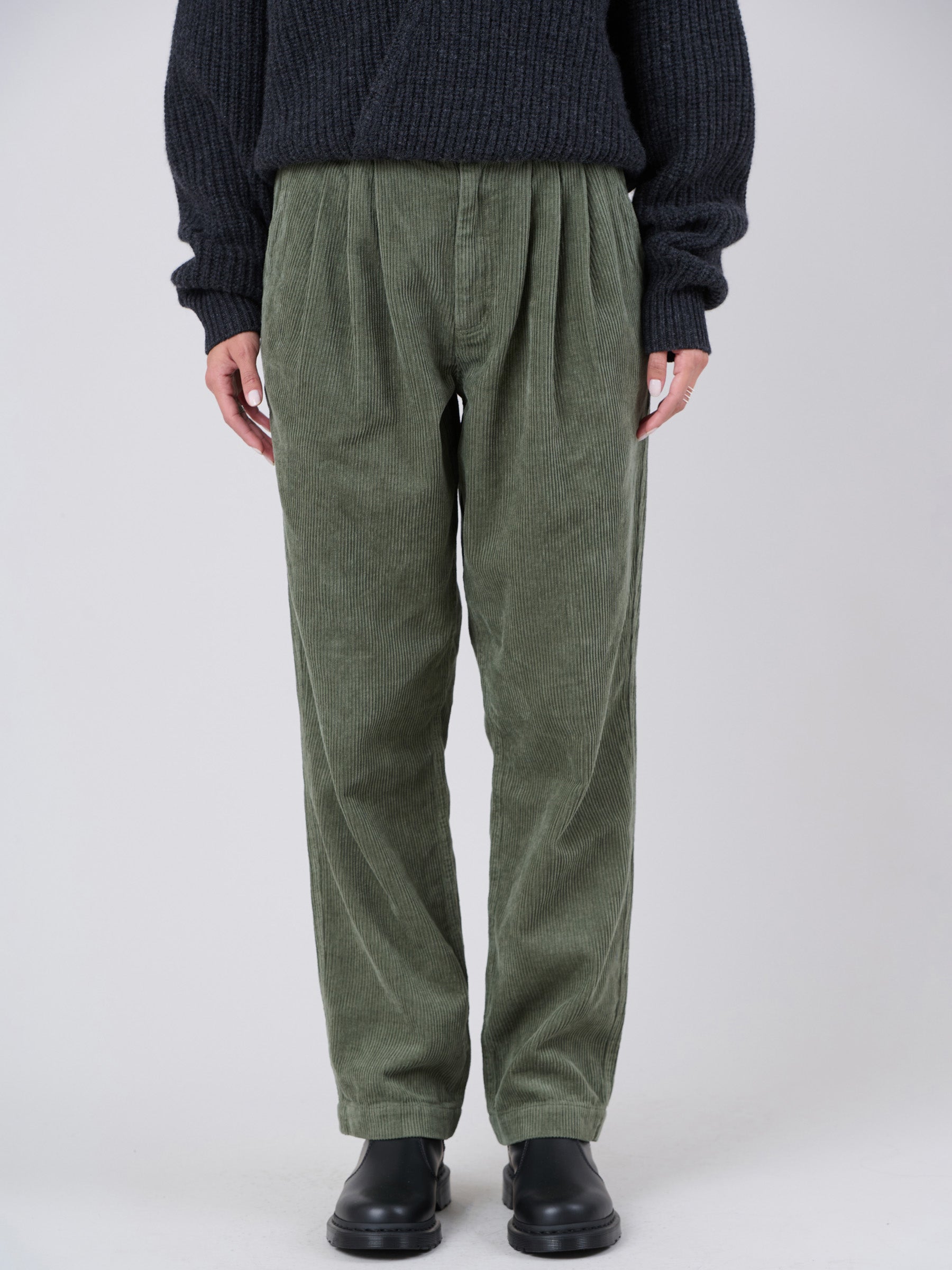 Hemp Organic Cotton Corduroy Front Pleats Trousers - Forgotten Tribes