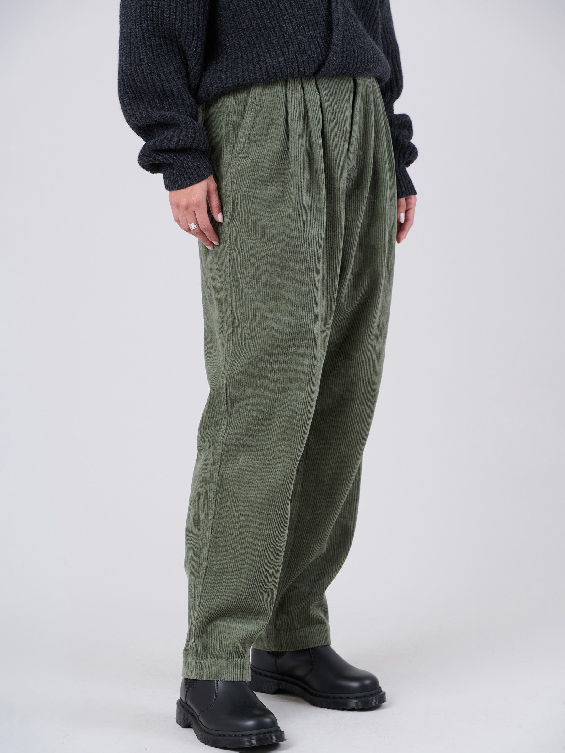 Hemp Organic Cotton Corduroy Front Pleats Trousers - Forgotten Tribes