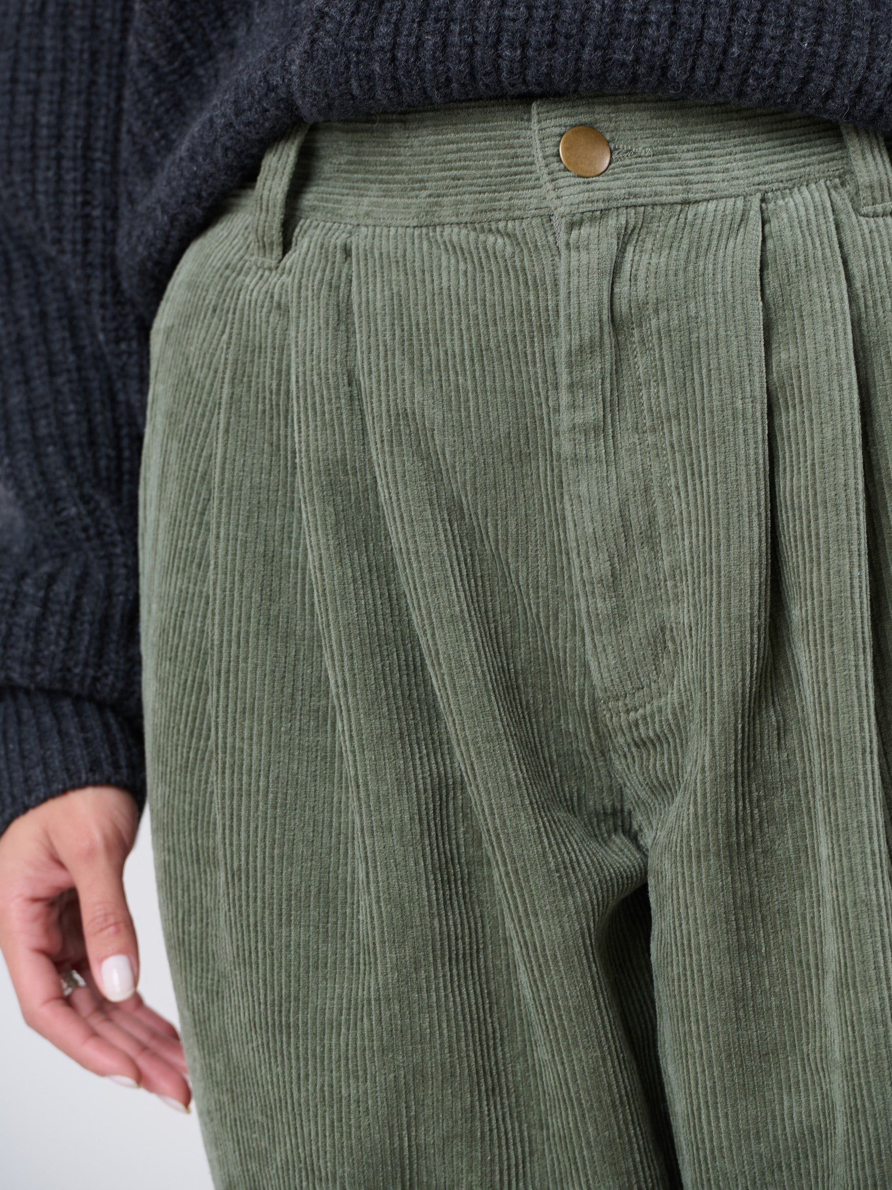 Hemp Organic Cotton Corduroy Front Pleats Trousers - Forgotten Tribes
