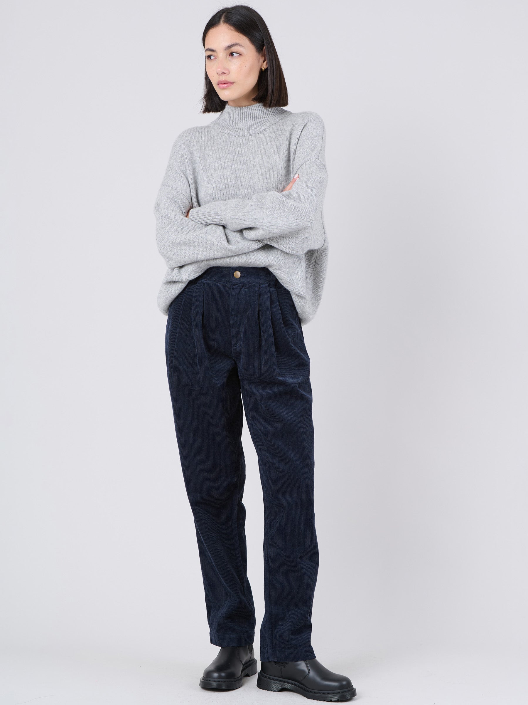 Hemp Organic Cotton Corduroy Front Pleats Trousers - Forgotten Tribes