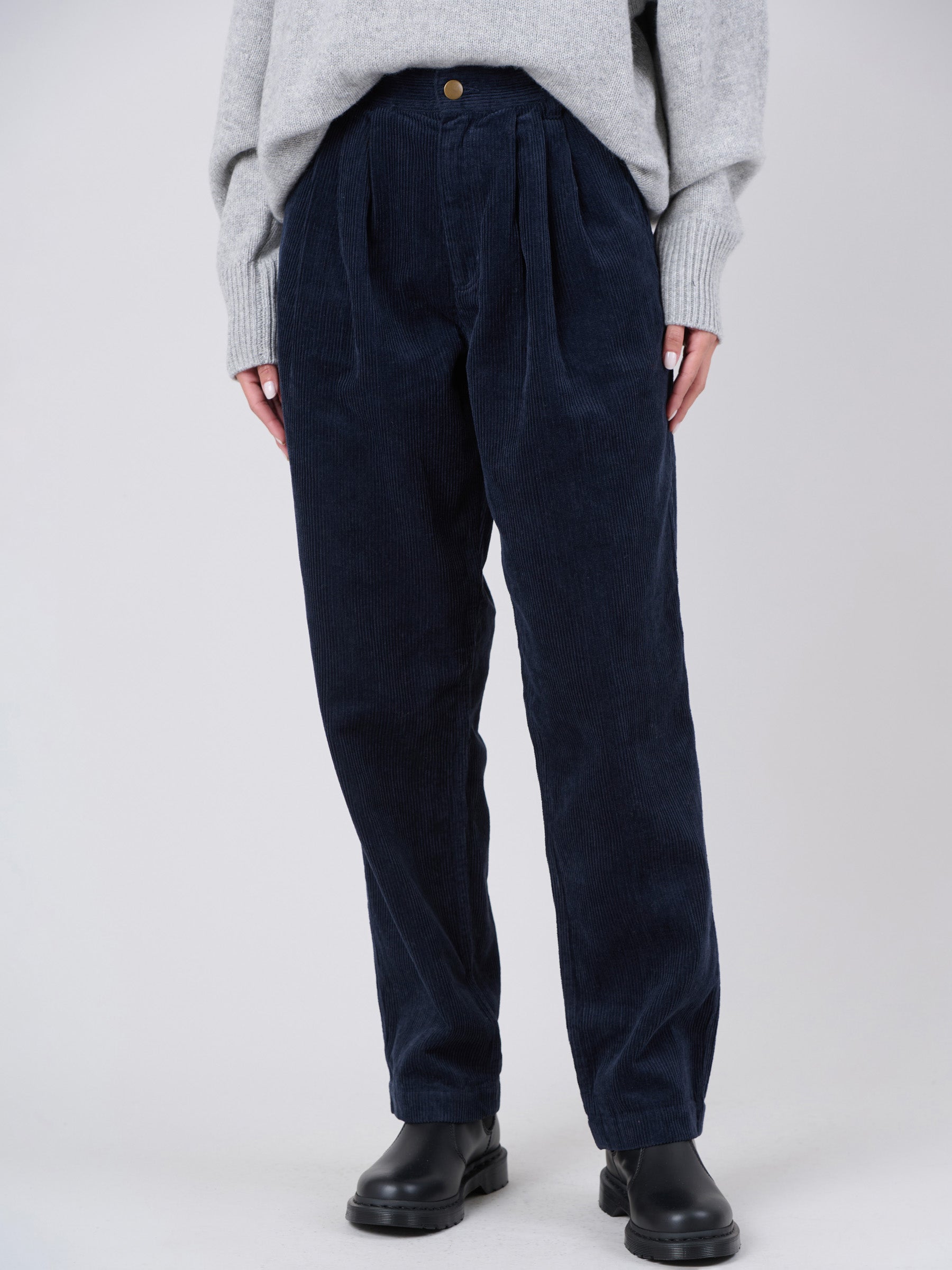 Hemp Organic Cotton Corduroy Front Pleats Trousers - Forgotten Tribes