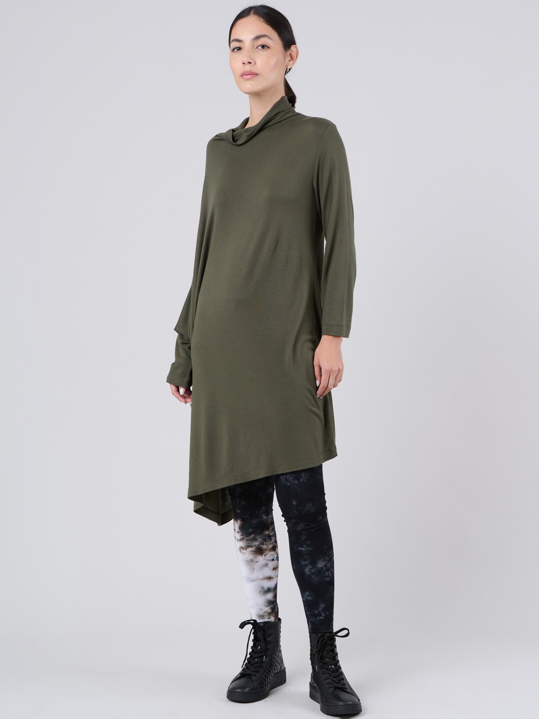 Bamboo Jersey Long Sleeve Roll Neck Tunic - Forgotten Tribes