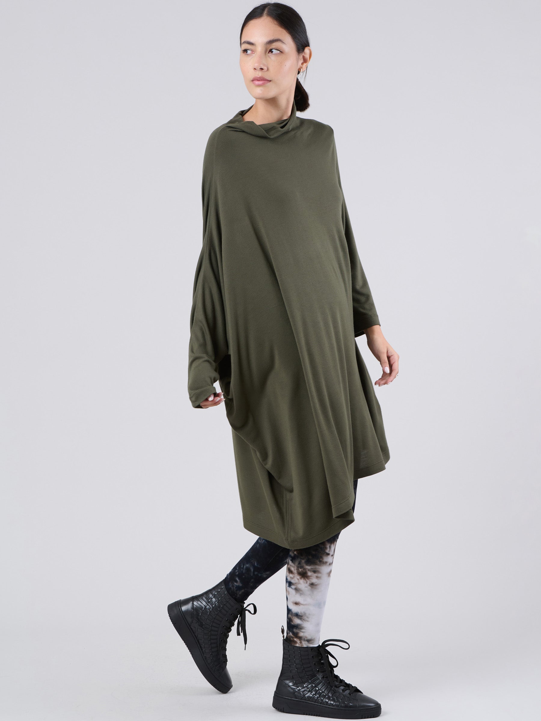 Bamboo Jersey Long Sleeve Roll Neck Tunic - Forgotten Tribes