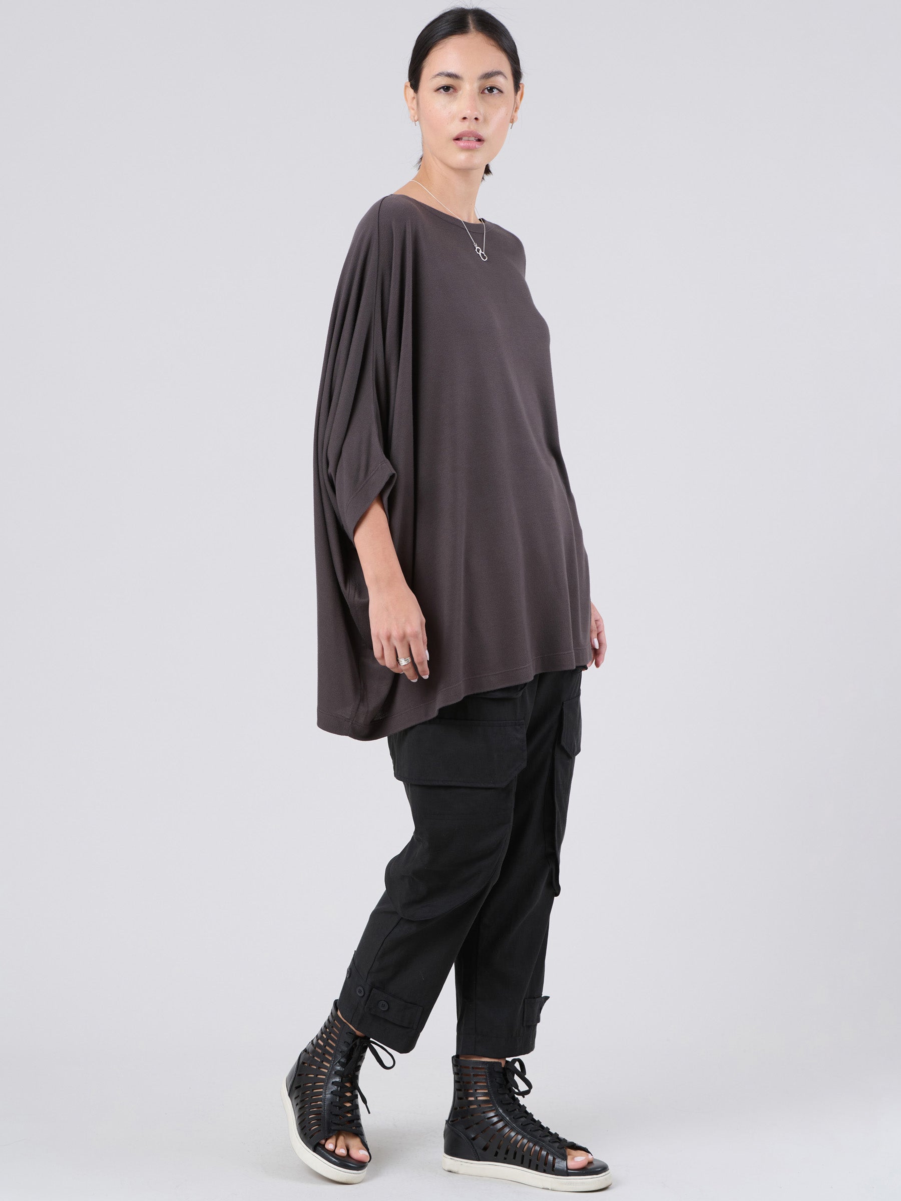 Bamboo Jersey Short Sleeve Asymmetric Top - Forgotten Tribes