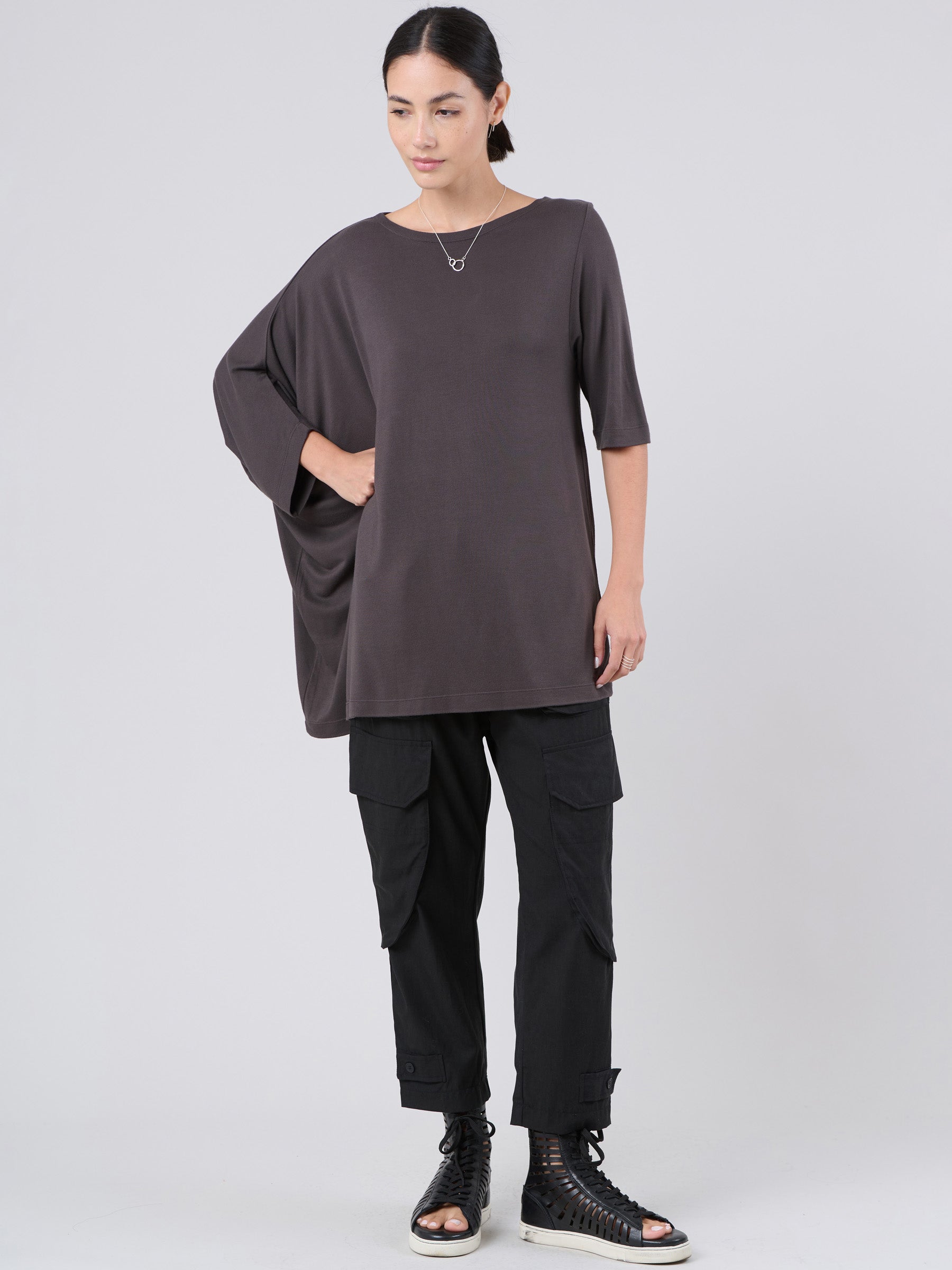 Bamboo Jersey Short Sleeve Asymmetric Top - Forgotten Tribes