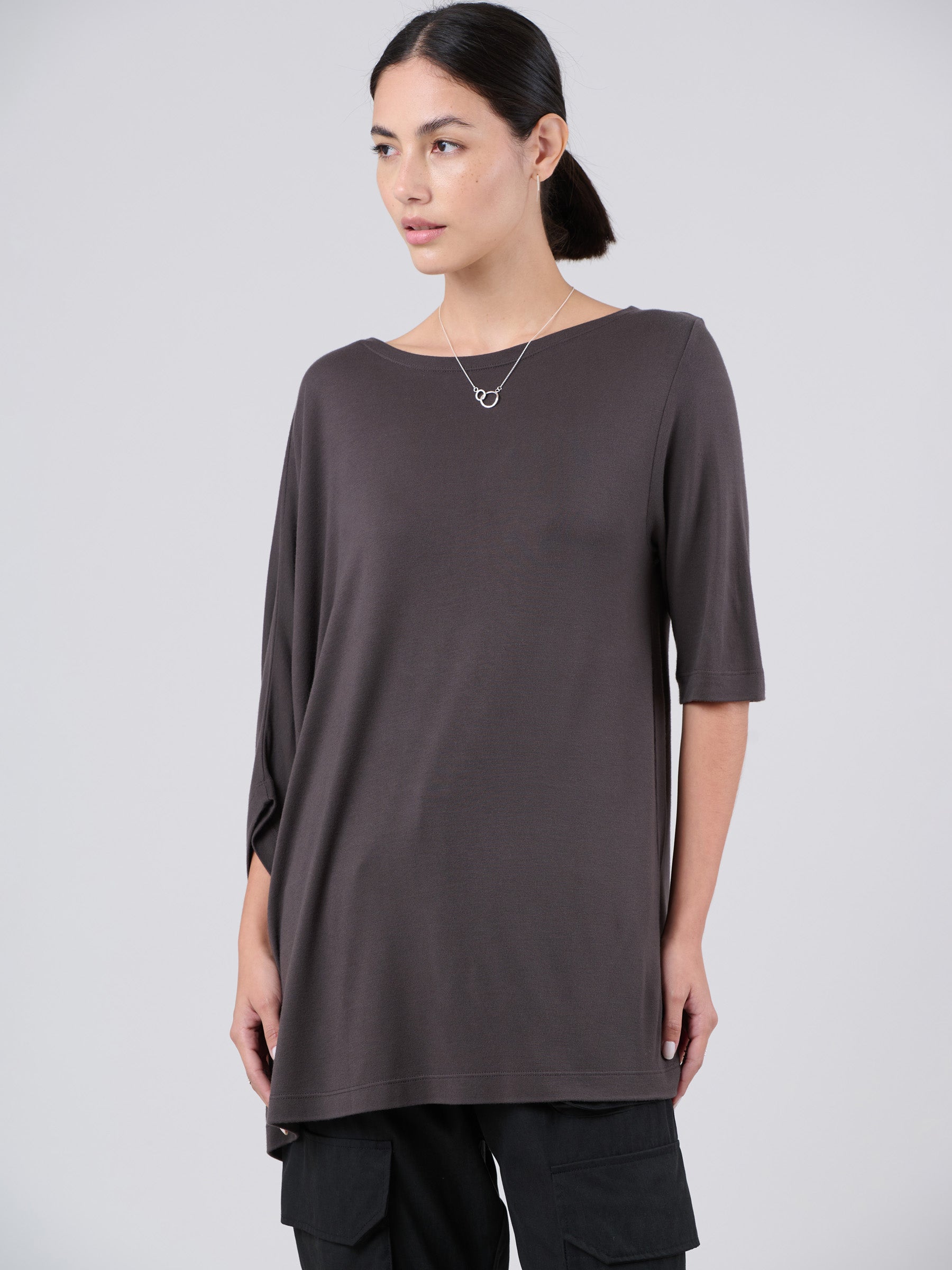 Bamboo Jersey Short Sleeve Asymmetric Top - Forgotten Tribes