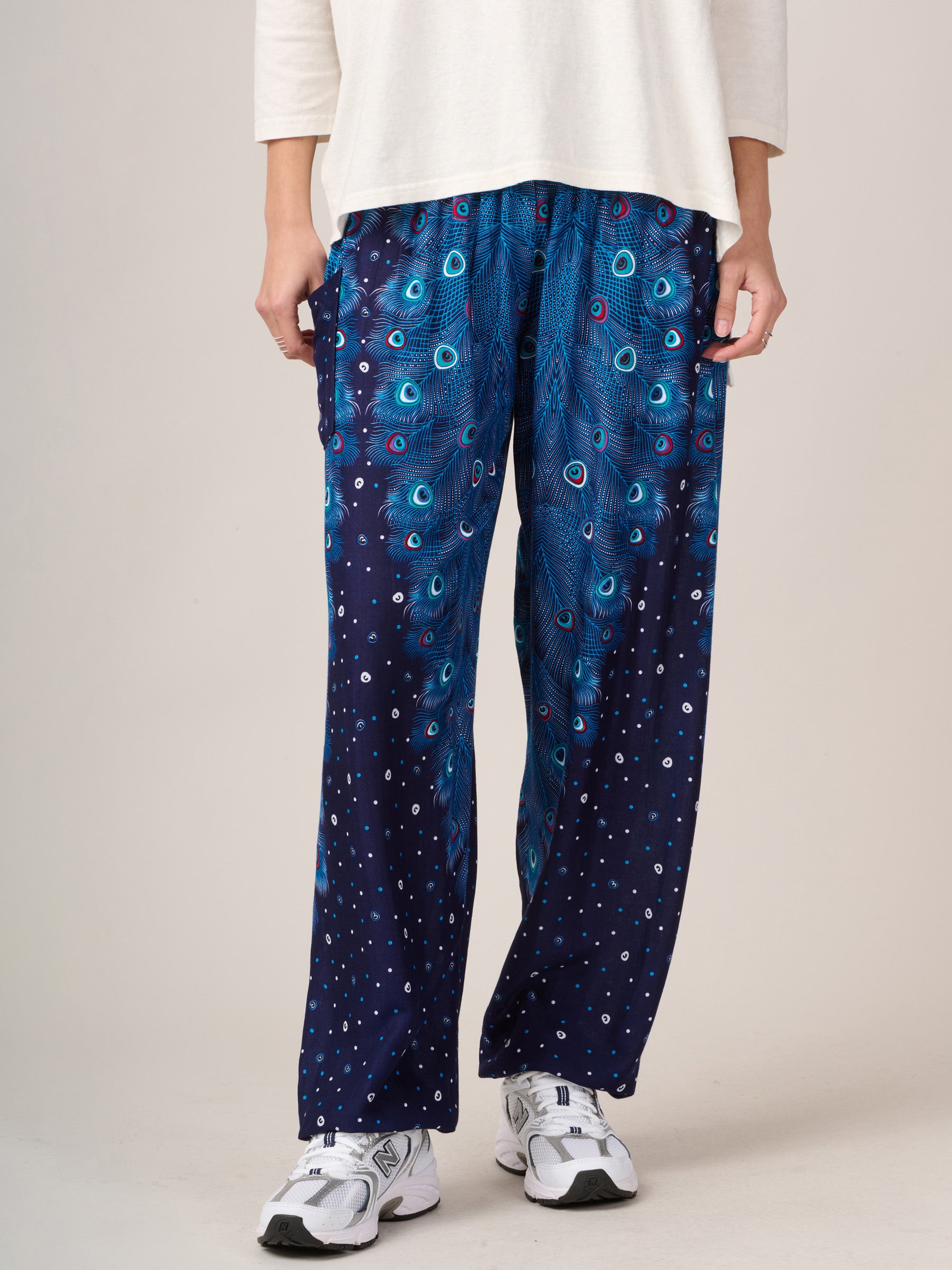 Peacock Feathers Harem Pants - High Crotch - Forgotten Tribes