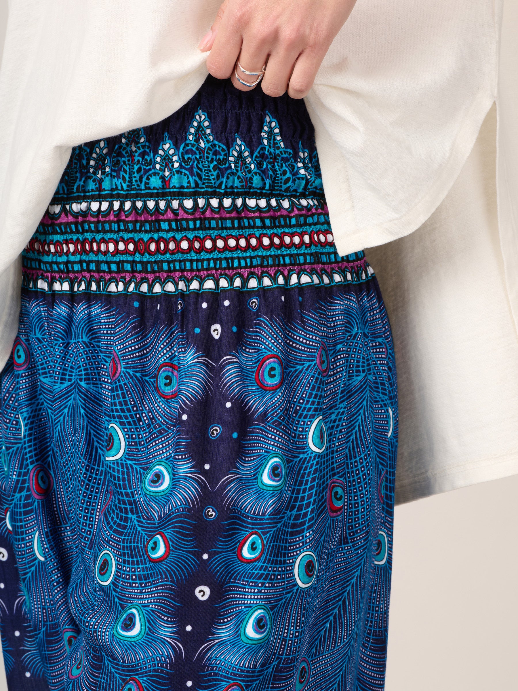 Peacock Feathers Harem Pants - High Crotch - Forgotten Tribes