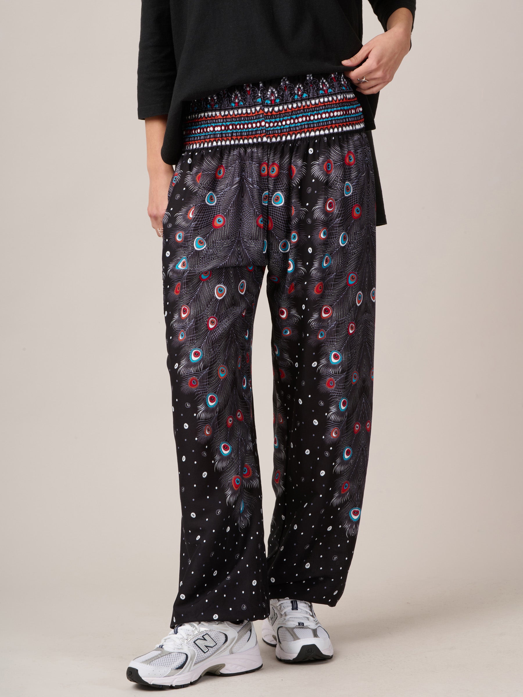 Peacock Feathers Harem Pants - High Crotch - Forgotten Tribes