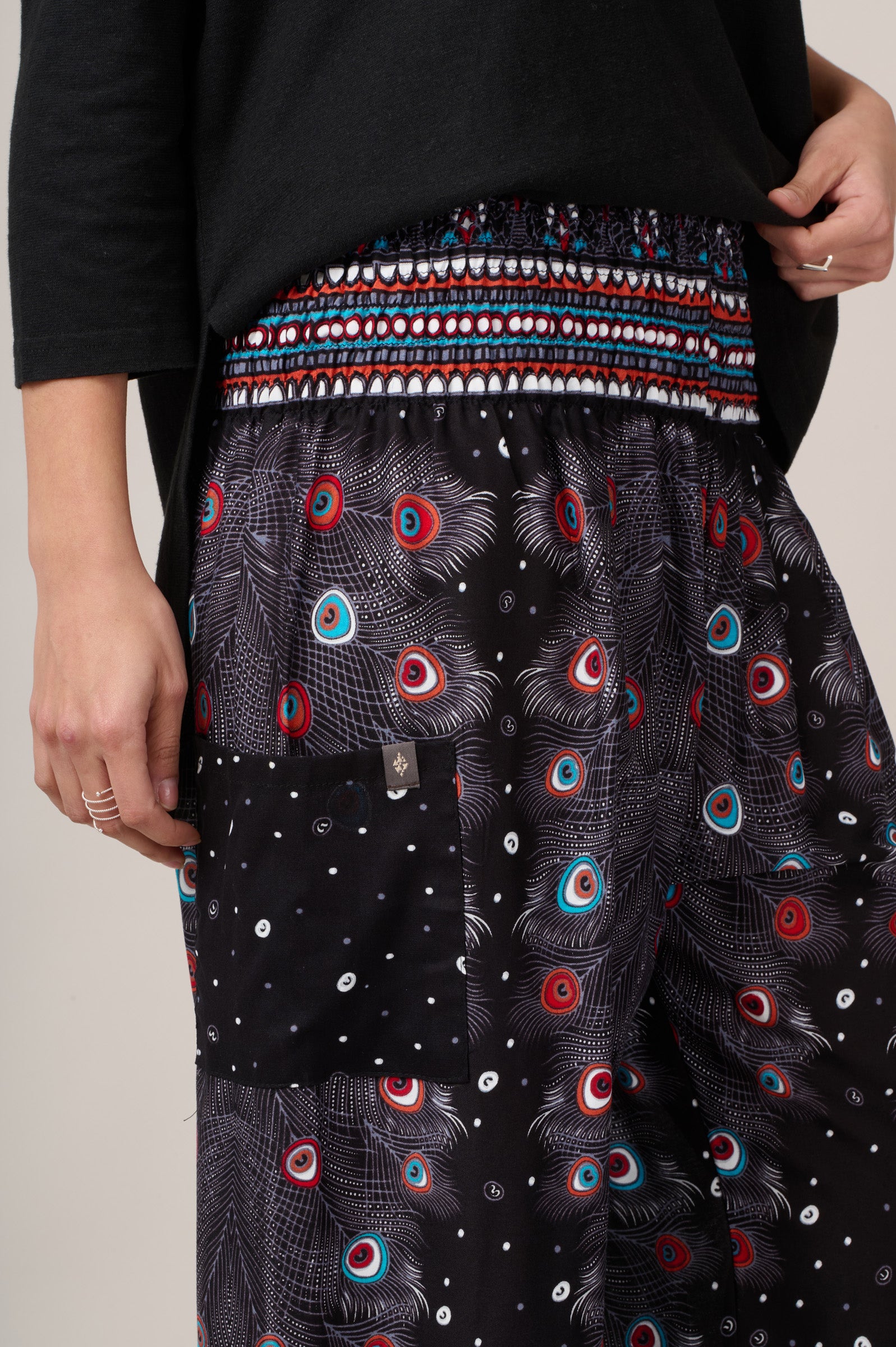 Peacock Feathers Harem Pants - High Crotch - Forgotten Tribes
