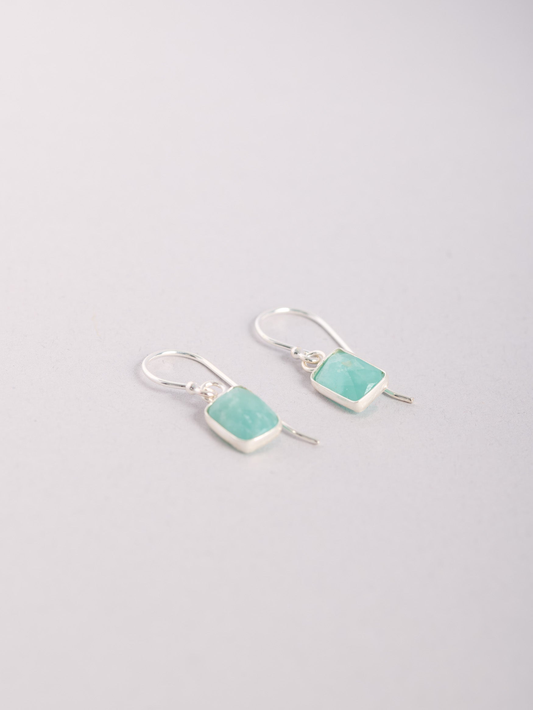Sterling Silver Gemstone Square Drop Earrings - Forgotten Tribes