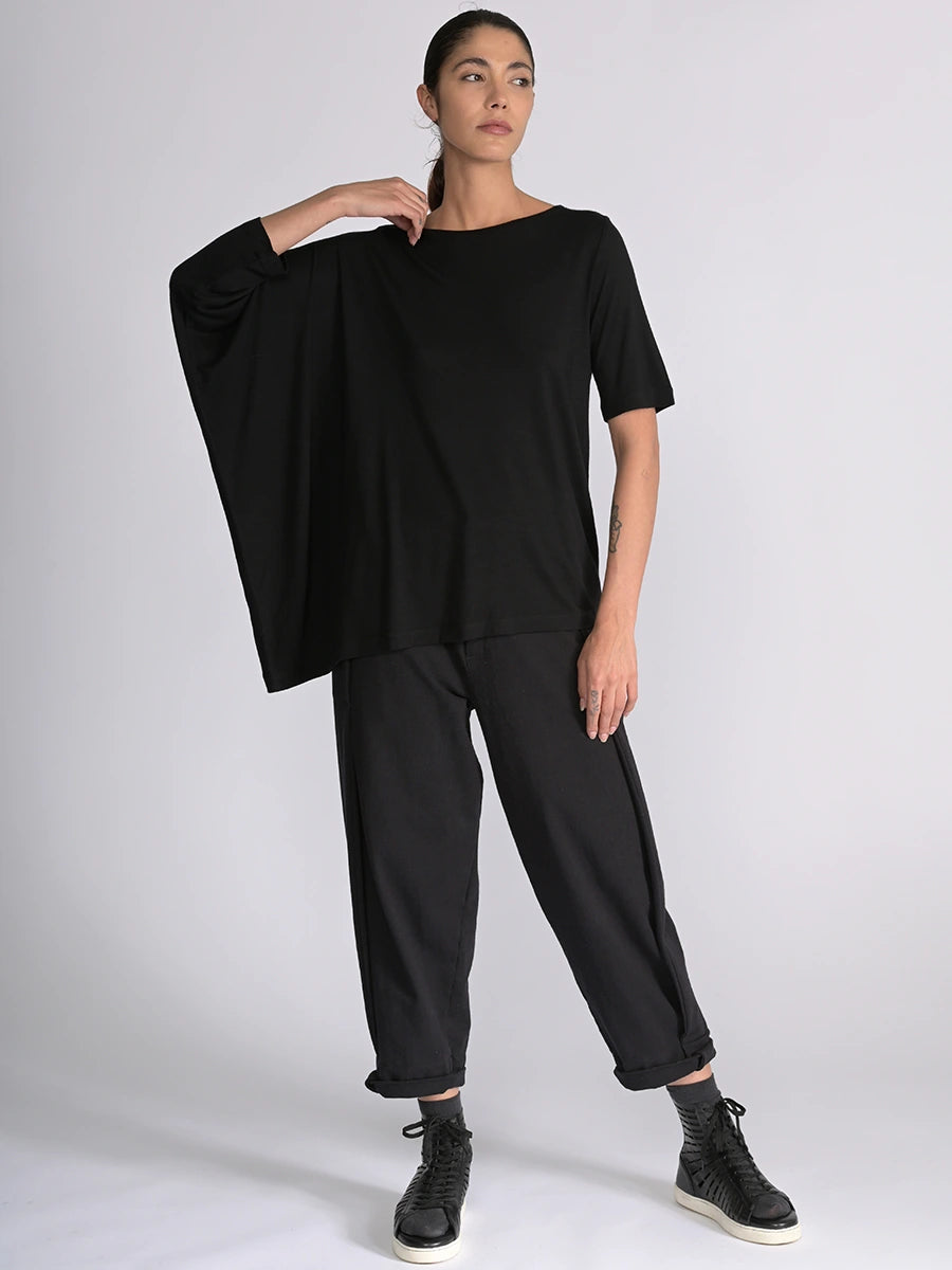 Short Sleeve Asymmetric Bamboo Jersey Top - Forgotten Tribes