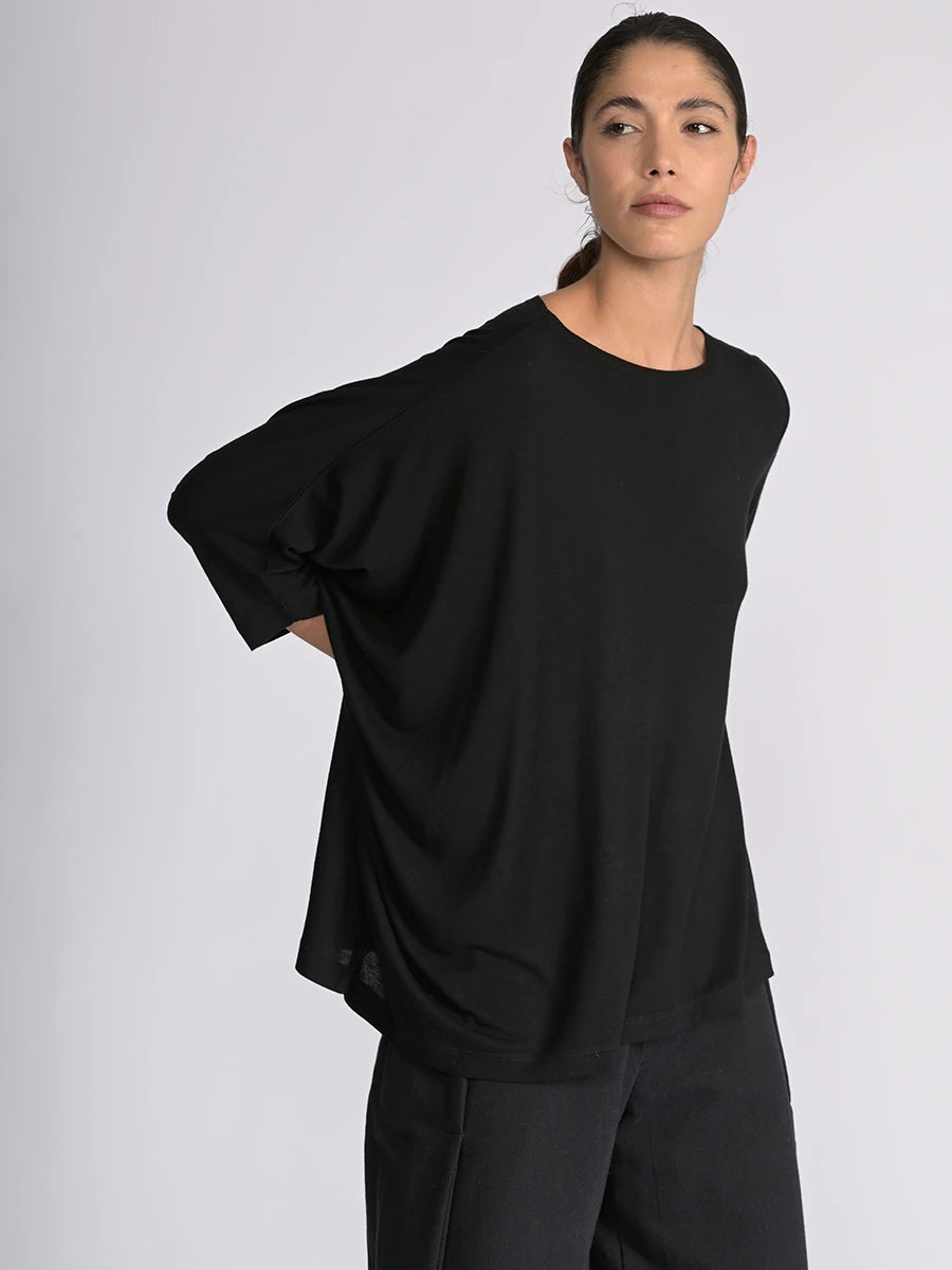 Short Sleeve Asymmetric Bamboo Jersey Top - Forgotten Tribes