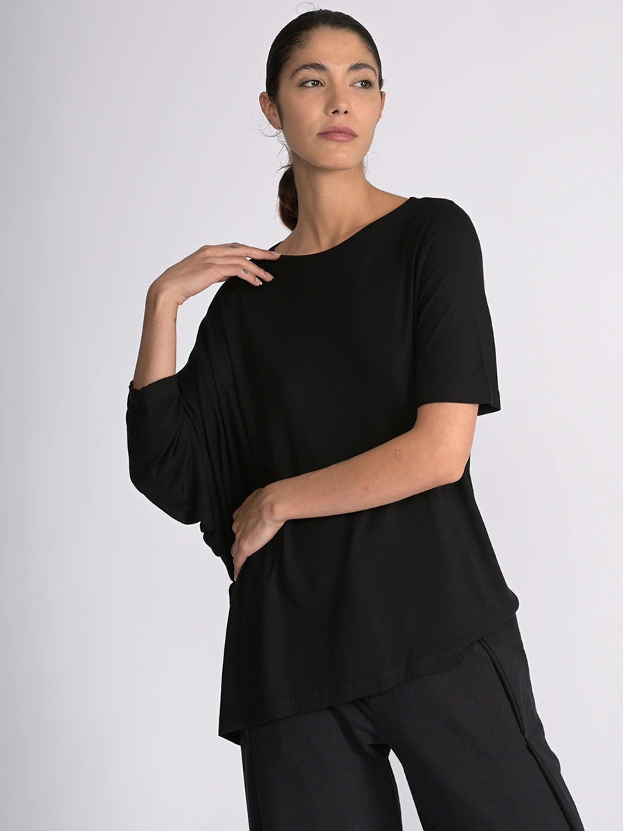 Short Sleeve Asymmetric Bamboo Jersey Top - Forgotten Tribes