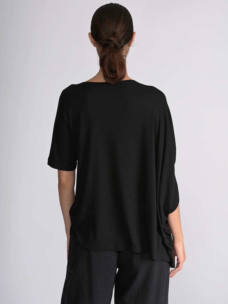 Short Sleeve Asymmetric Bamboo Jersey Top - Forgotten Tribes