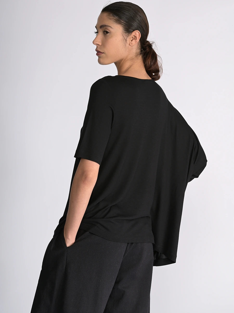 Short Sleeve Asymmetric Bamboo Jersey Top - Forgotten Tribes