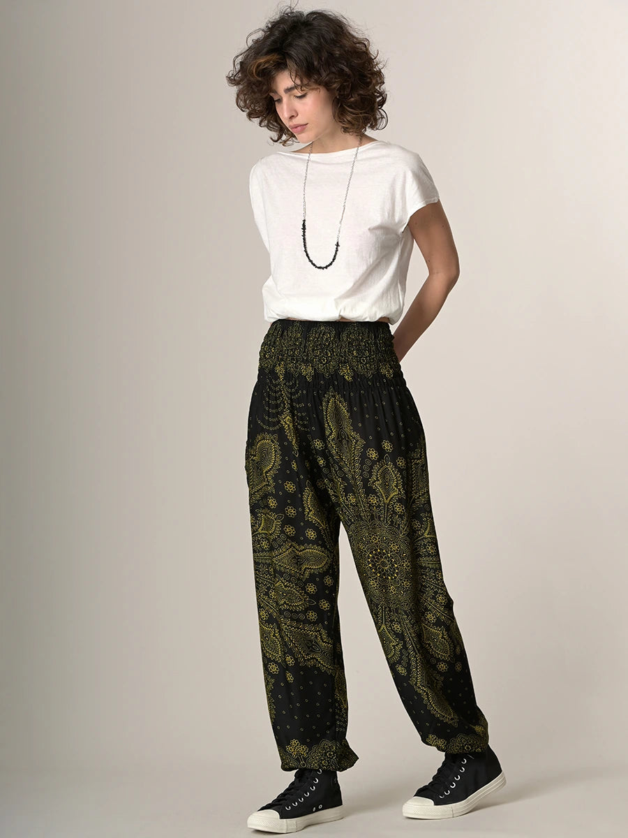 Feather Paisley Harem Pants High Crotch