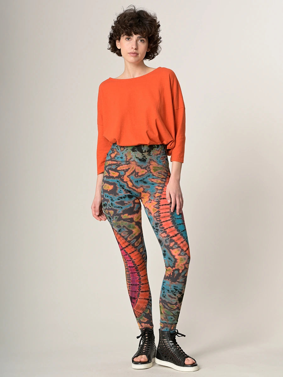 Tie Dye Leggings - Turquoise & Rust - Forgotten Tribes