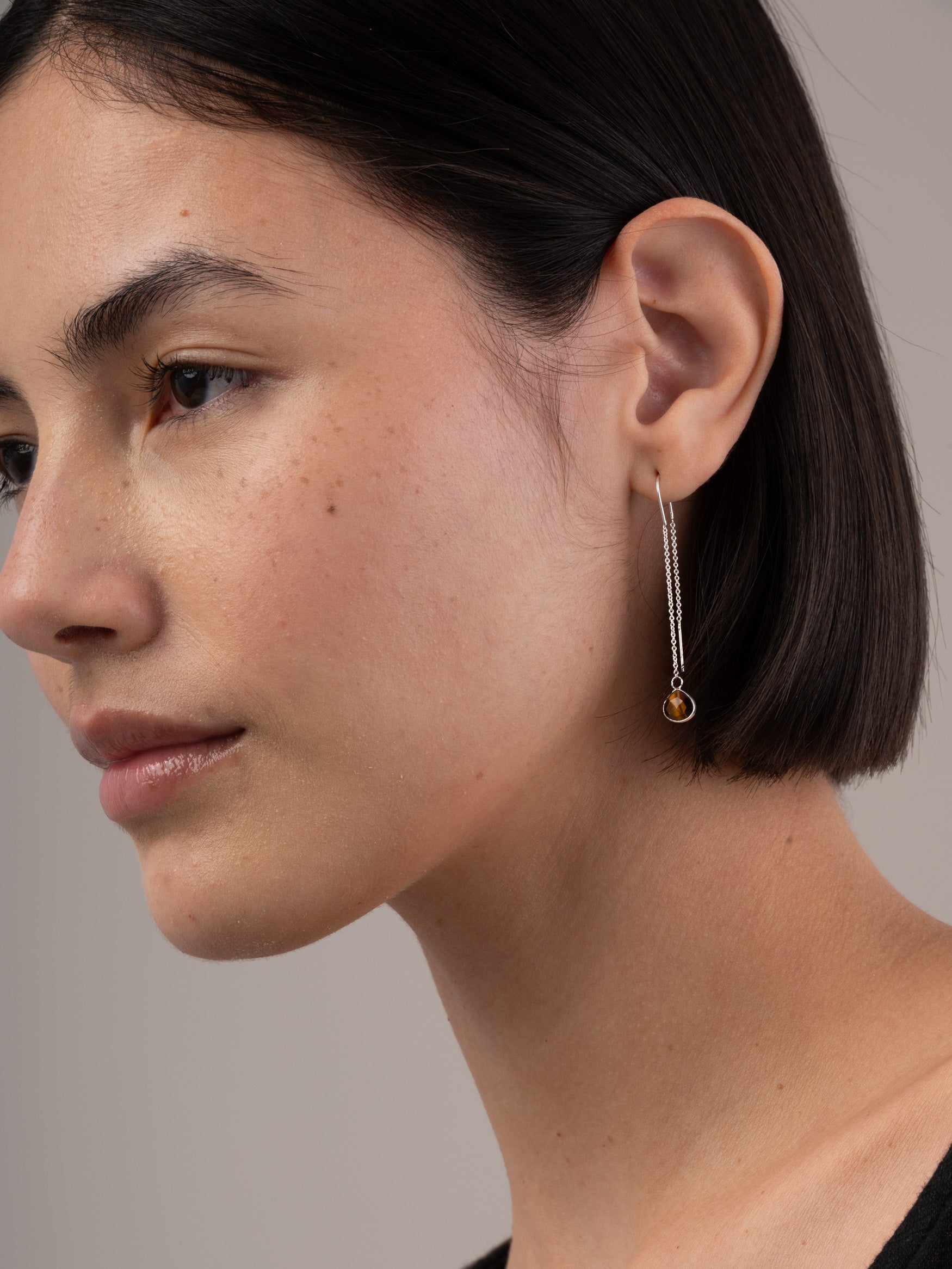 Sterling Silver Teardrop Gemstone Fine Chain Earrings - Forgotten Tribes