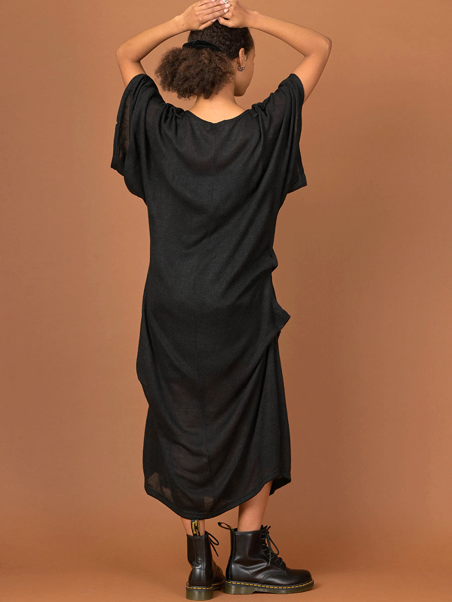 Relaxed-fit Asymmetric Dress with Tuck Details - Forgotten Tribes