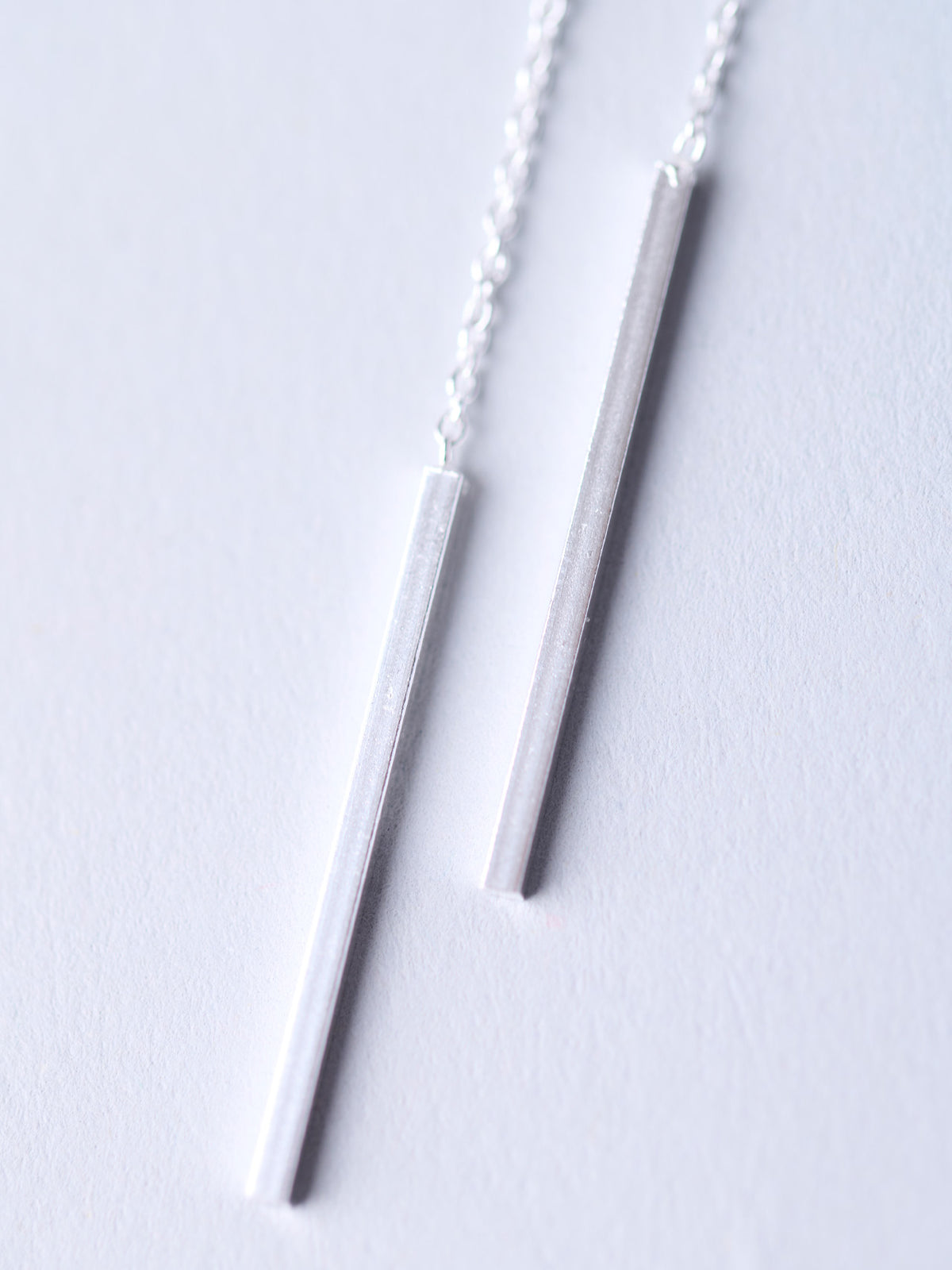Sterling Silver Threader Long Chain Earrings With Plinth - Forgotten Tribes