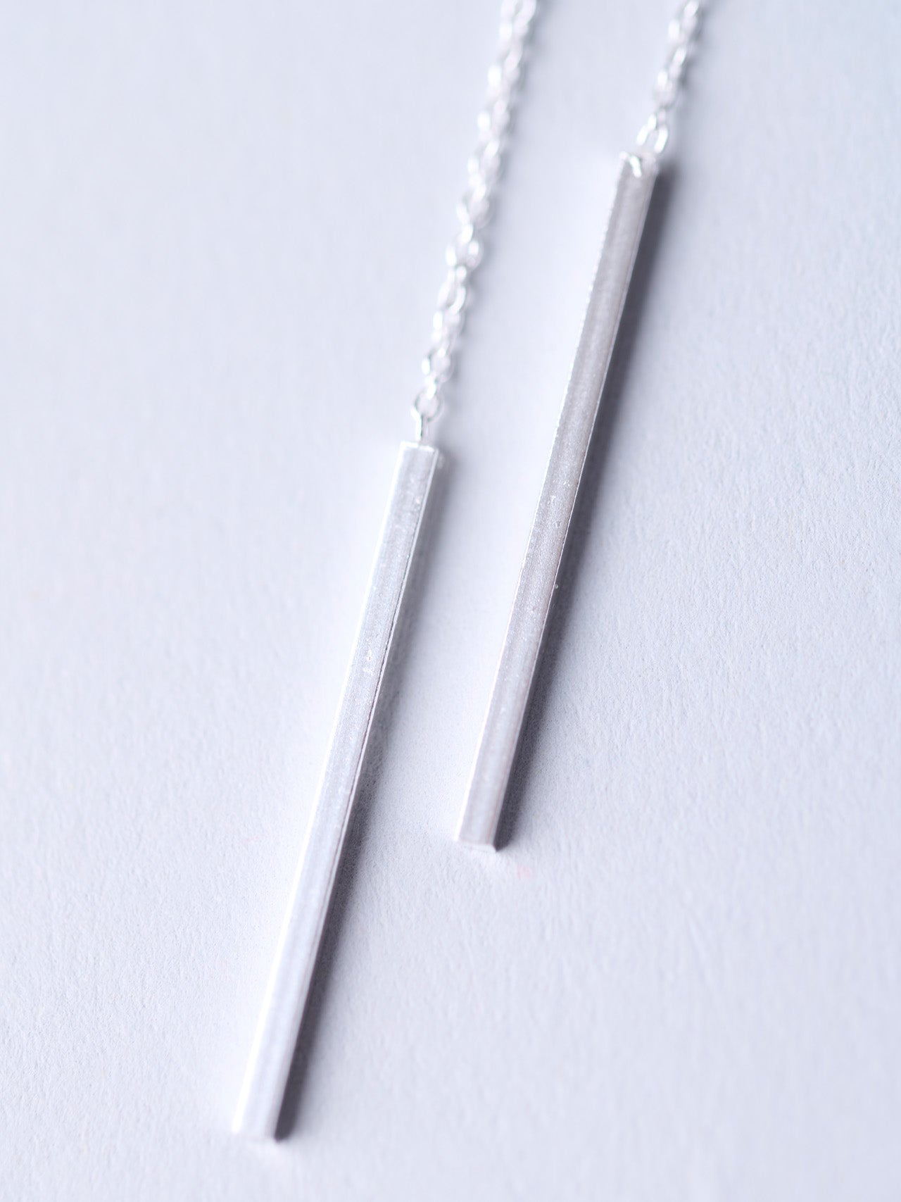 Sterling Silver Threader Long Chain Earrings With Plinth - Forgotten Tribes